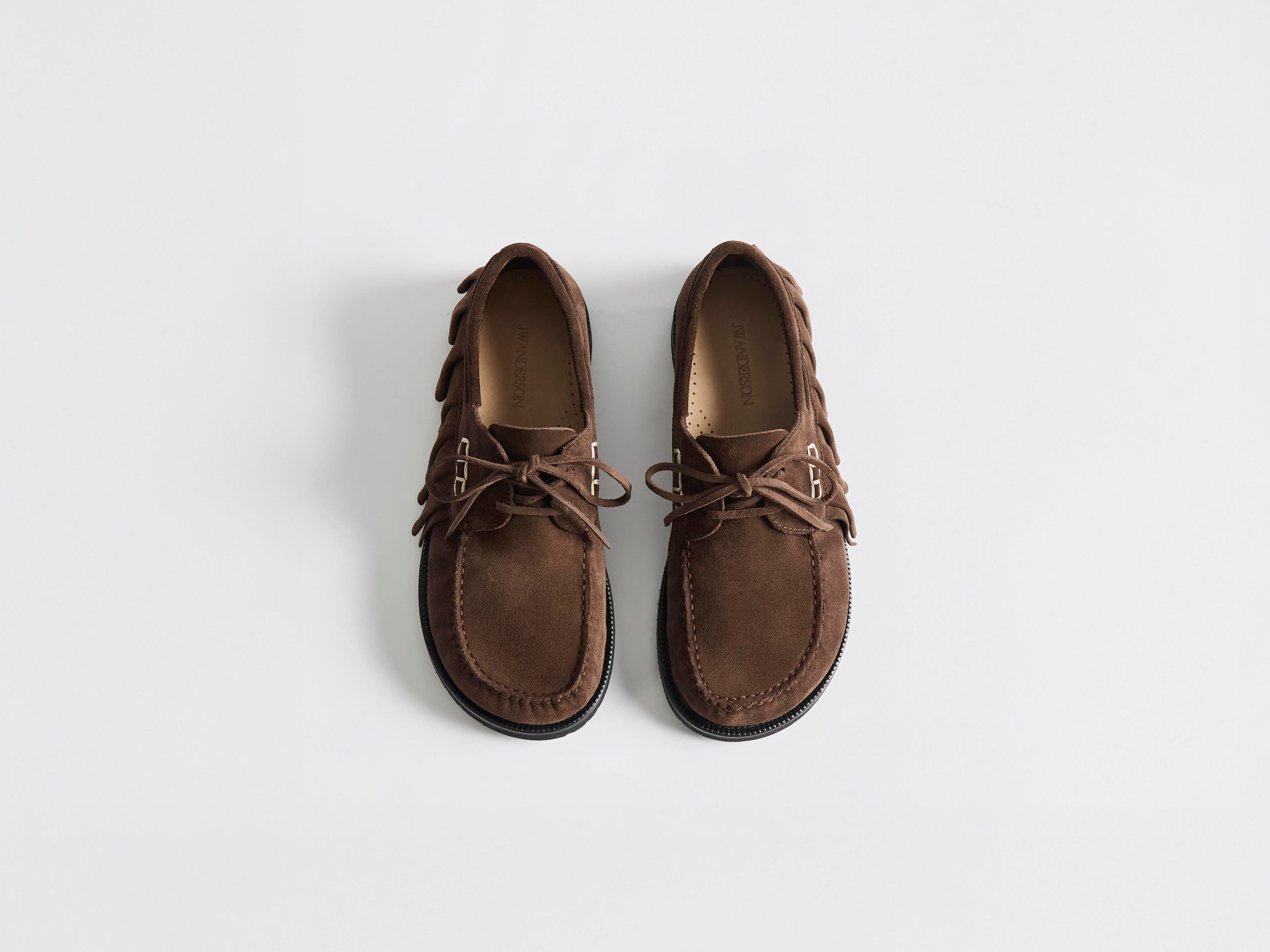 J.W.Anderson Loafer Ruffle Bootsschuhe Chocolate Brown Wildleder
