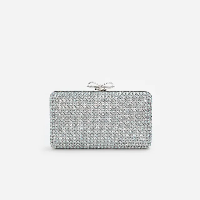 Self Portrait Handbags Blue Crystal Chainmail Clutch Blau