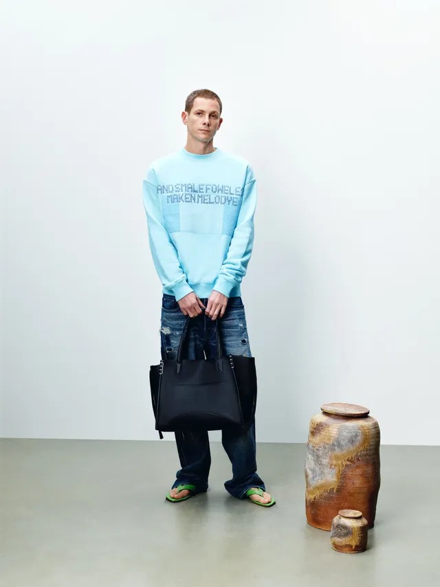 J.W.Anderson Painted Birds Sweatshirt Sky Blue Baumwolle