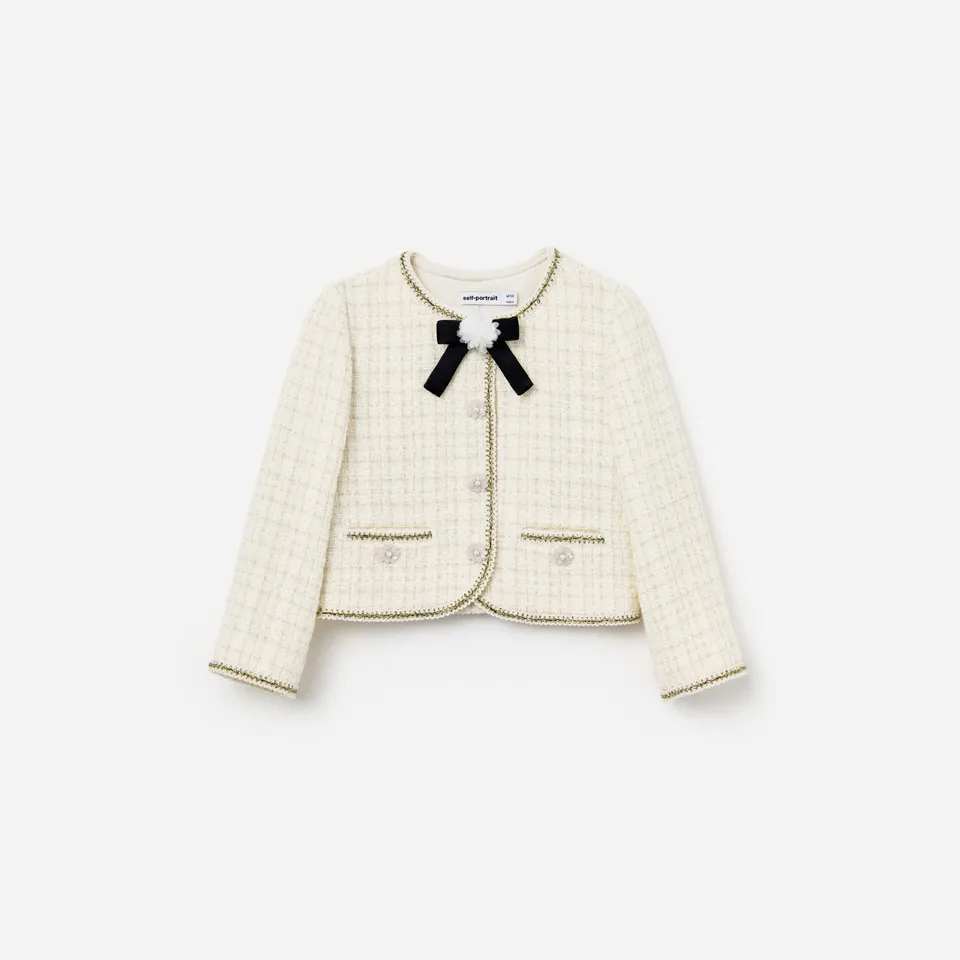 Self Portrait Boucle Jacke Creme Schleife 5/6 Kinder