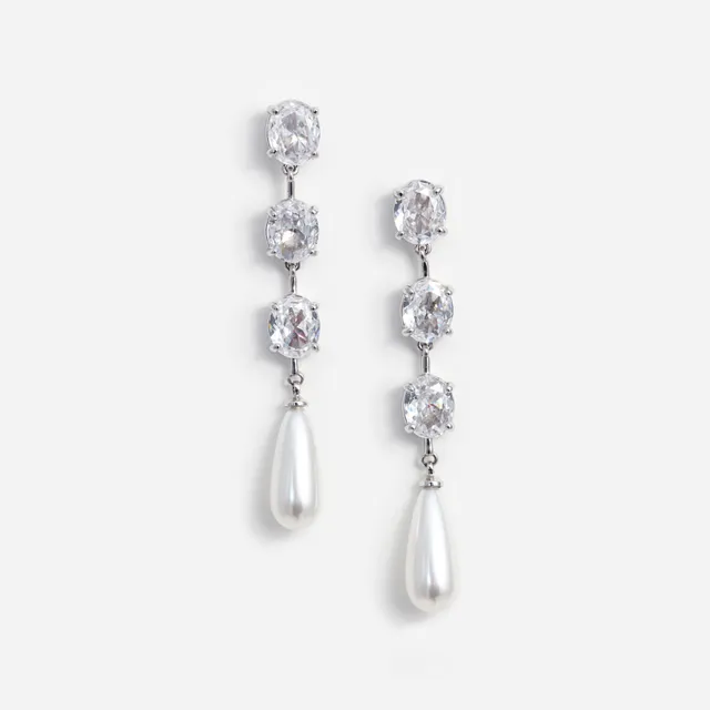 Self Portrait Jewellery Tiered Crystal Ohrringe Silber One Size