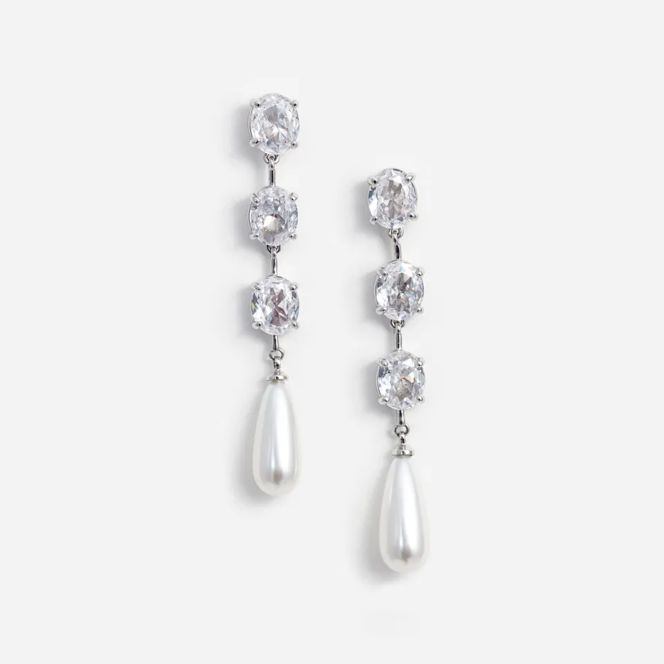 Self Portrait Jewellery Tiered Crystal Ohrringe Silber One Size