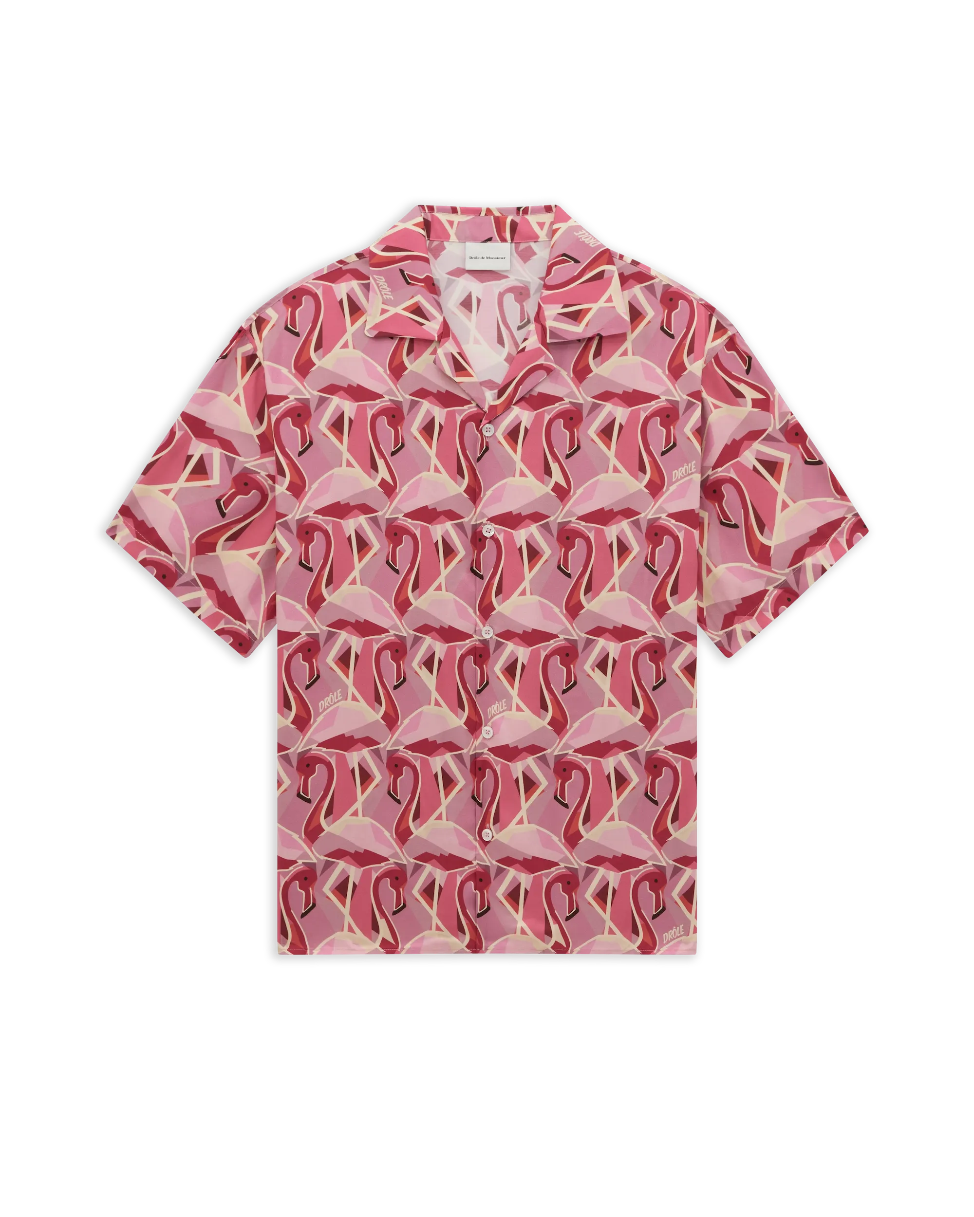 Drôle De Monsieur Notcha Kurzarmhemd Pink Flamingo Viskose