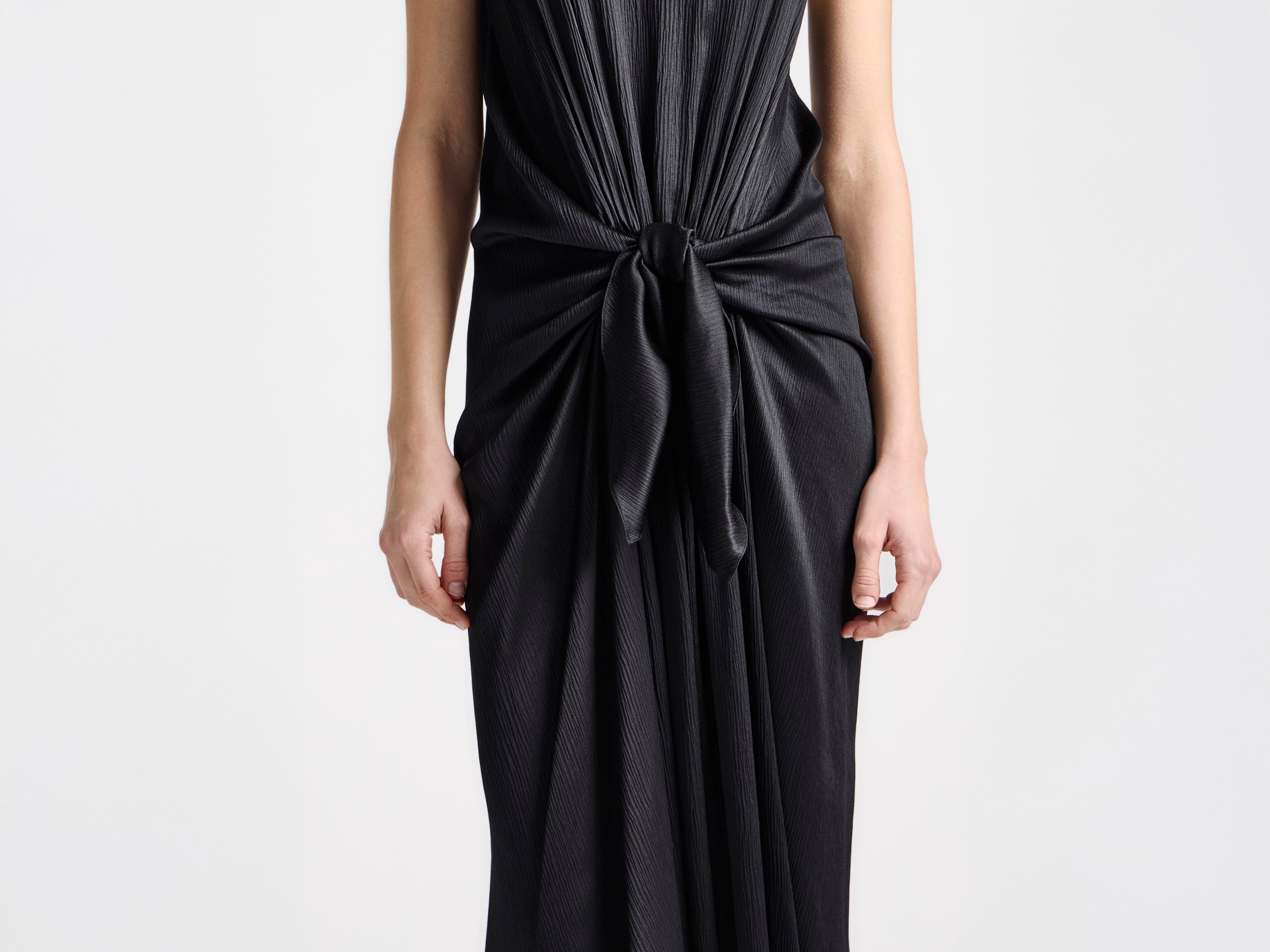 J.W. Anderson Knotted Waist Longline Kleid Schwarz Seide