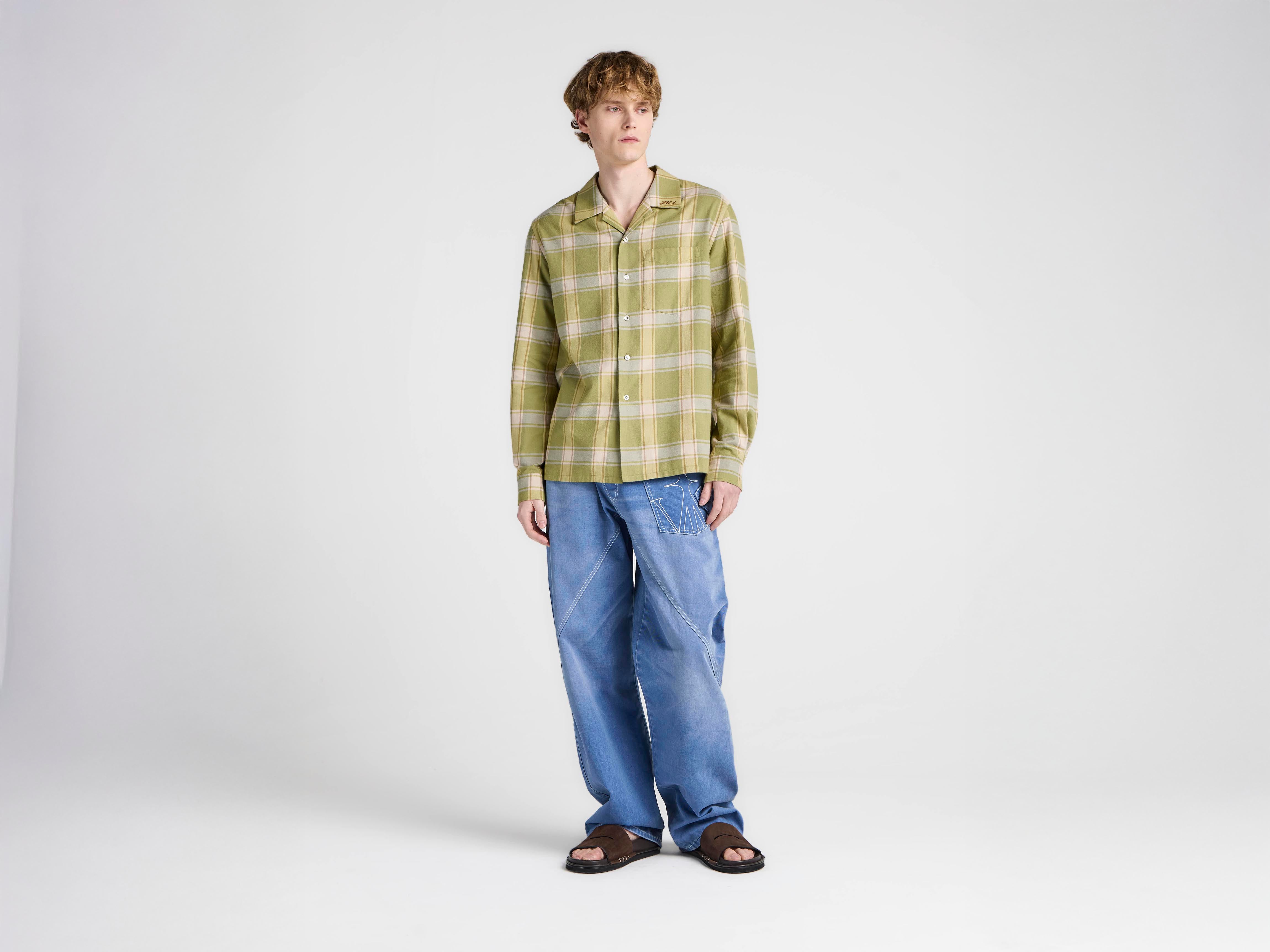 J.W. Anderson Checkered Shirt Herren Apple Green Flanell
