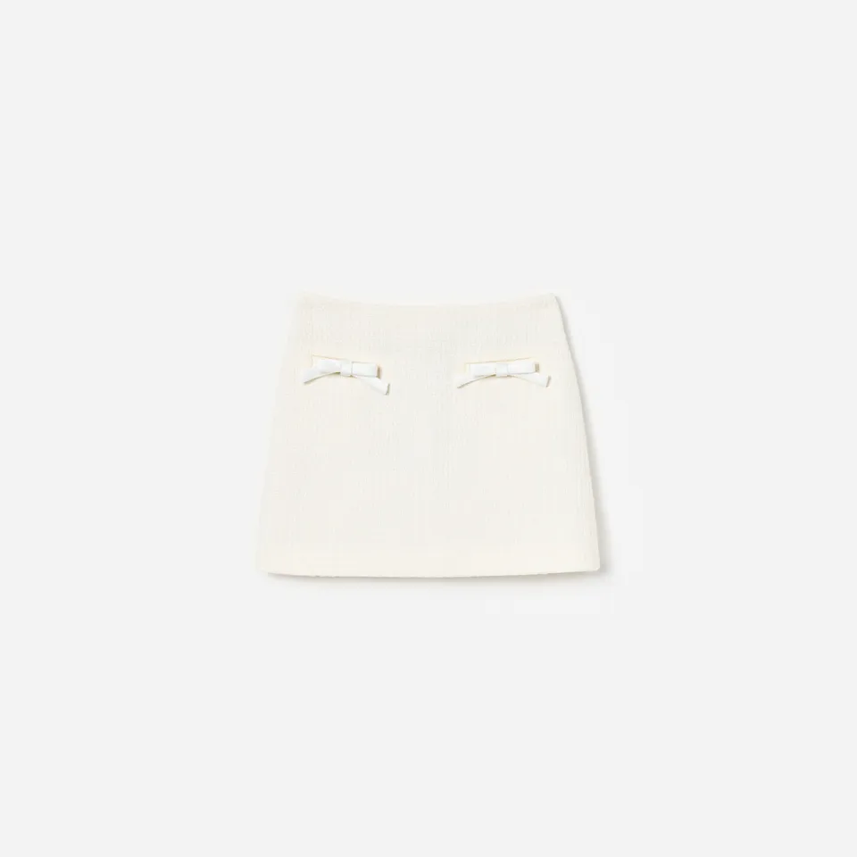 Self Portrait Cream Boucle Kinderrock Creme mit Perlen