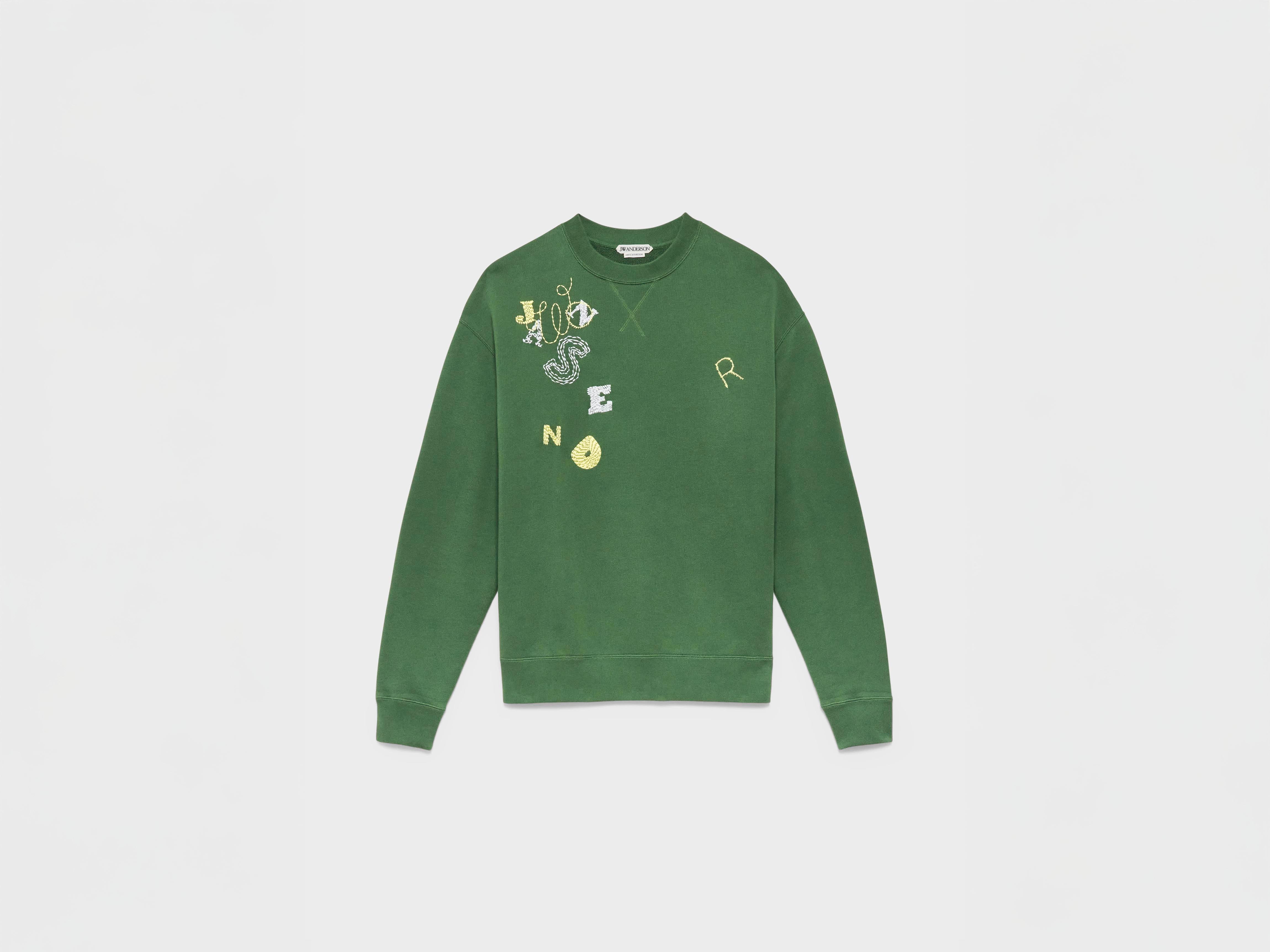 J.W.Anderson Sweatshirt Herren Grün Baumwolle Letters