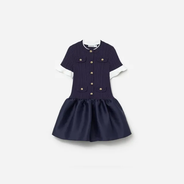 Self Portrait Navy Knit Mädchenkleid Navy Taft