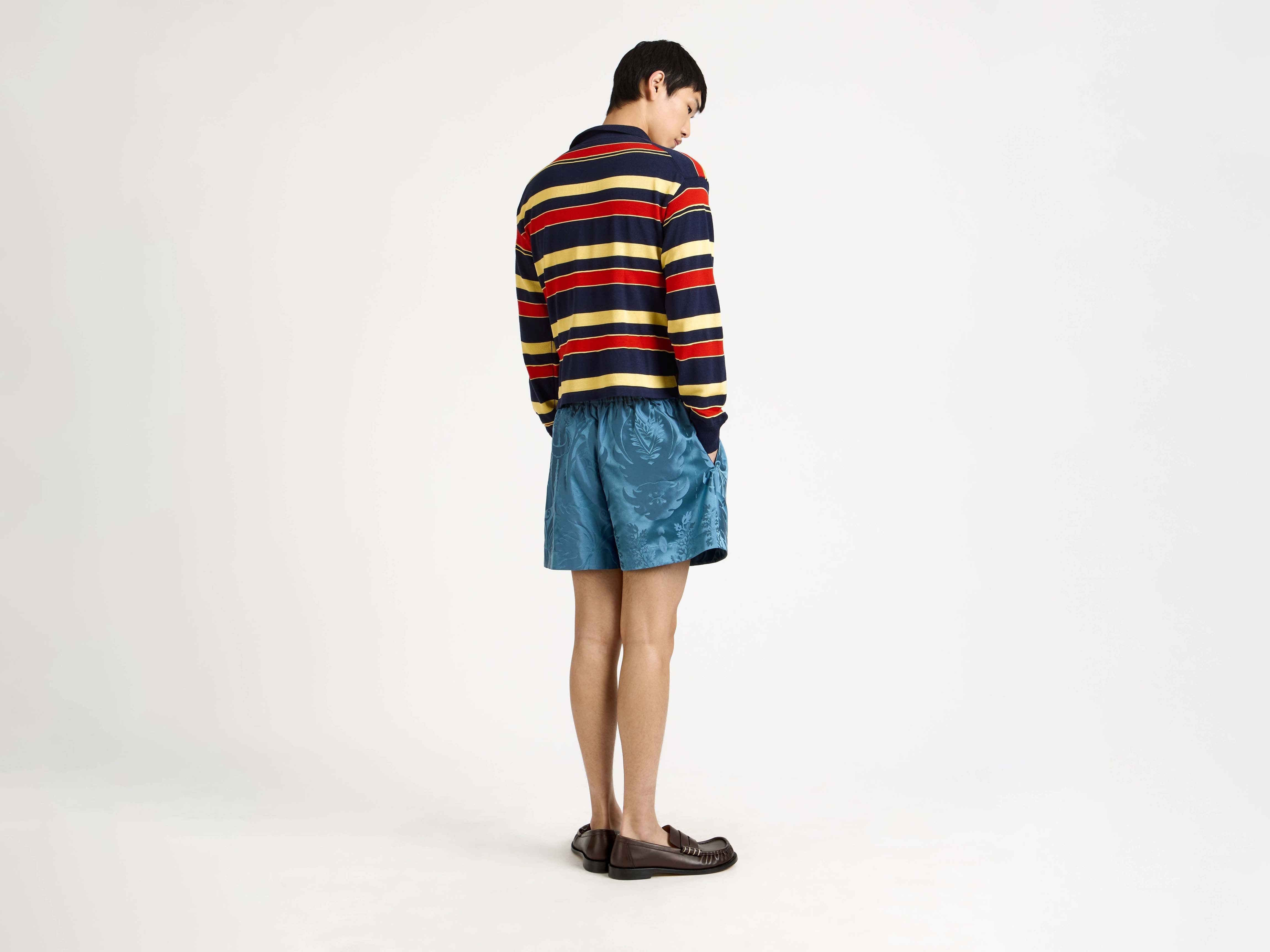 J.W.Anderson Damask Woven Shorts Herren Seidenshorts Airforce Blue