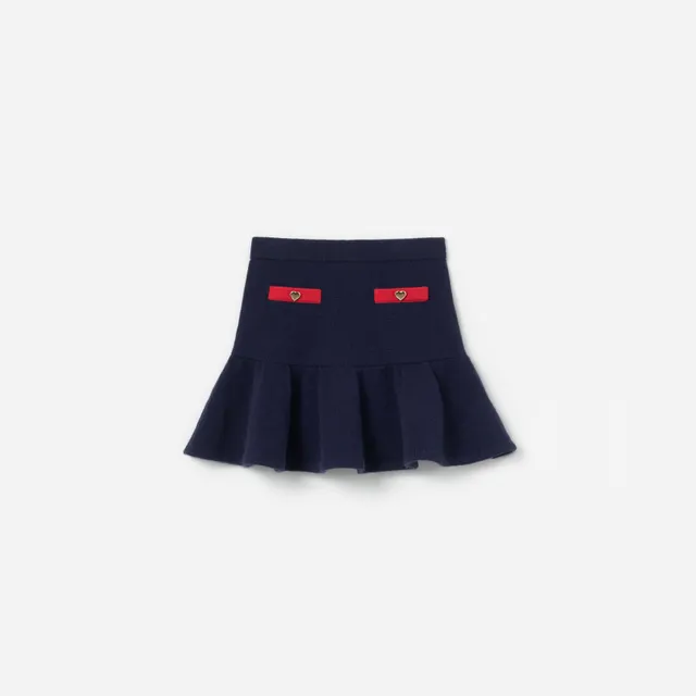 Self Portrait Navy Wool Knit Skirt Strickrock Navy Blau