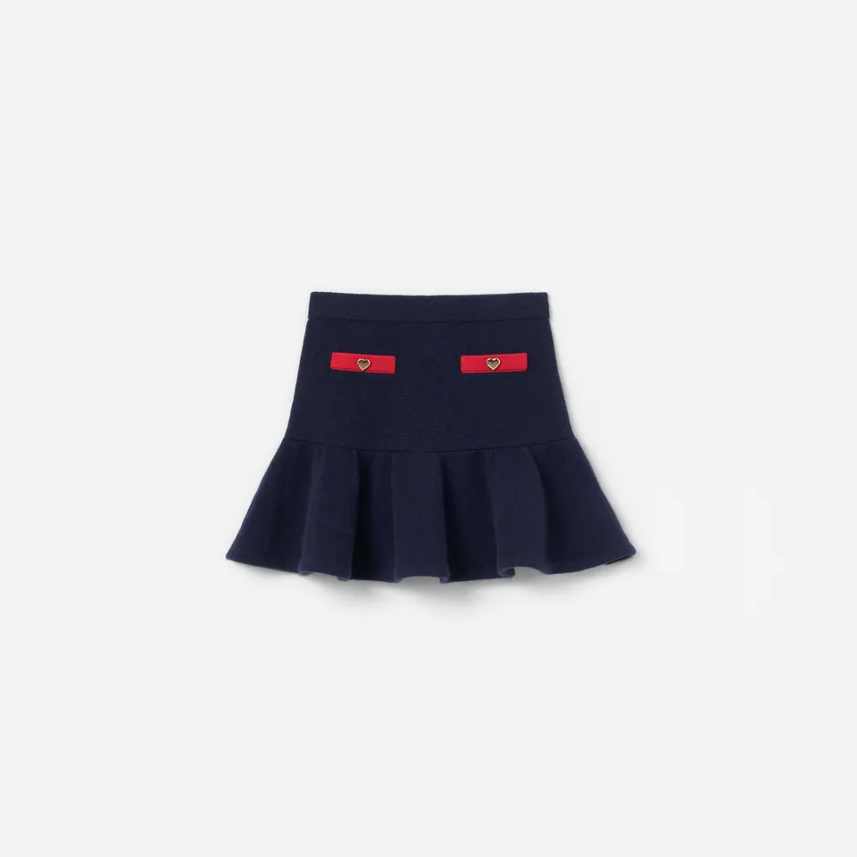 Self Portrait Navy Wool Knit Skirt Strickrock Navy Blau