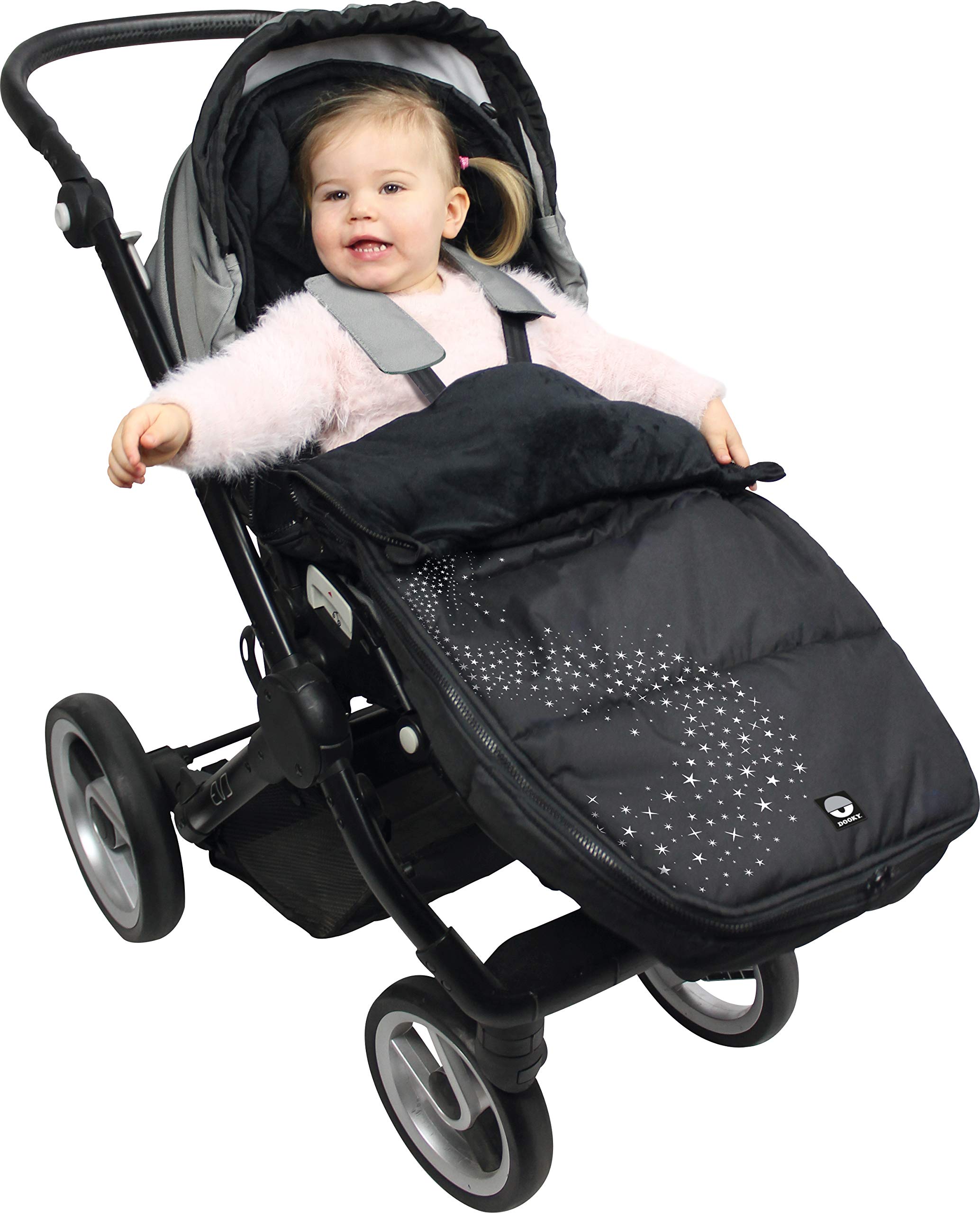 Dooky Silver Stardust Fußsack L schwarz 98x50 Winter