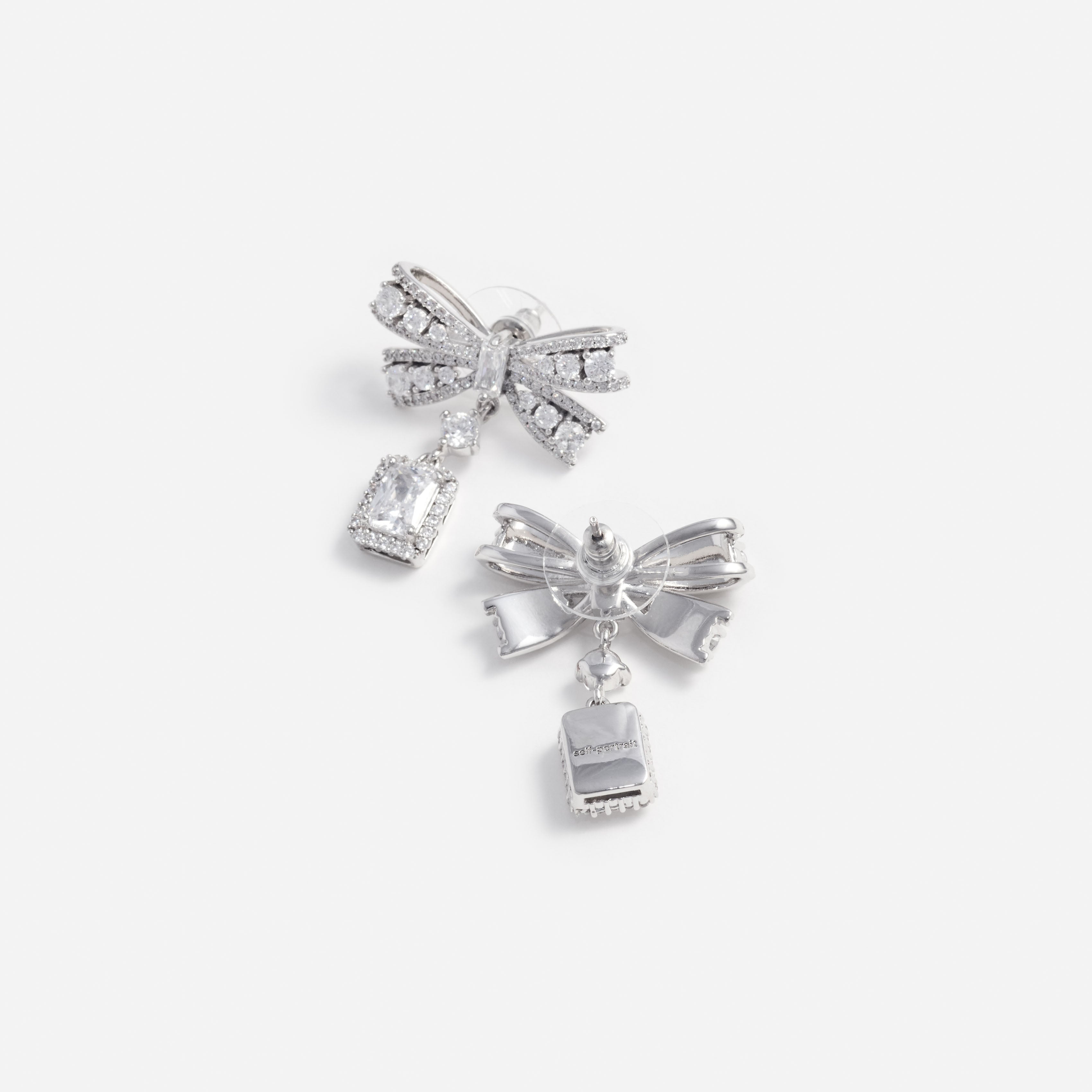 Self Portrait Bow Crystal Hängeohrringe Silber Schleife