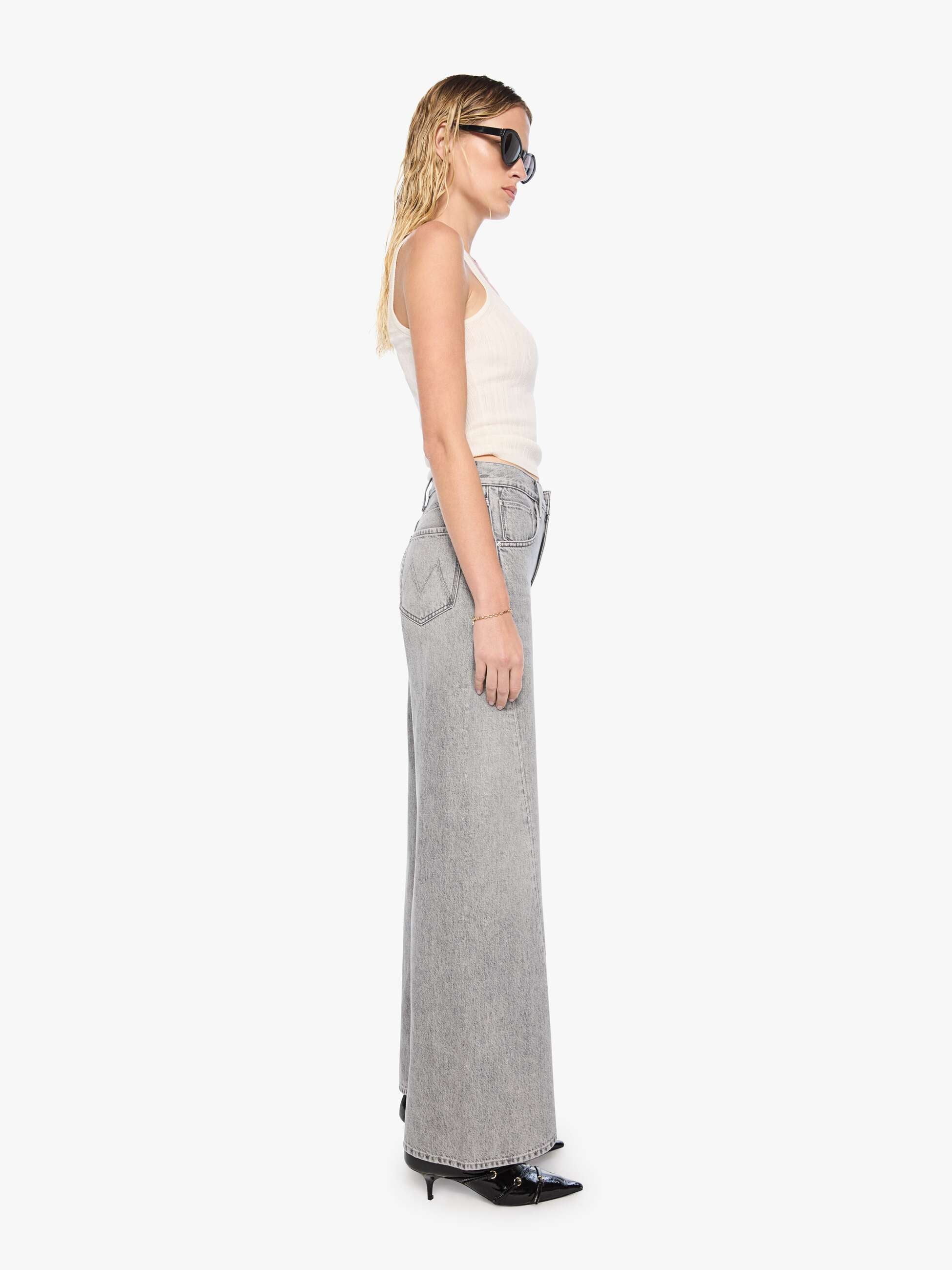 Mother Snacks Lemon Twist Sneak Jeans Rocky Road Wide-Leg