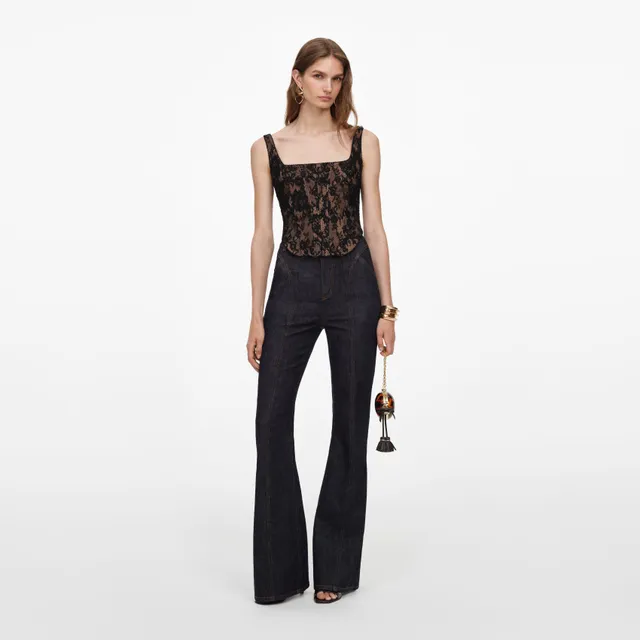 Self Portrait Black Lace Corset Top Schwarz UK 8 figurbetont