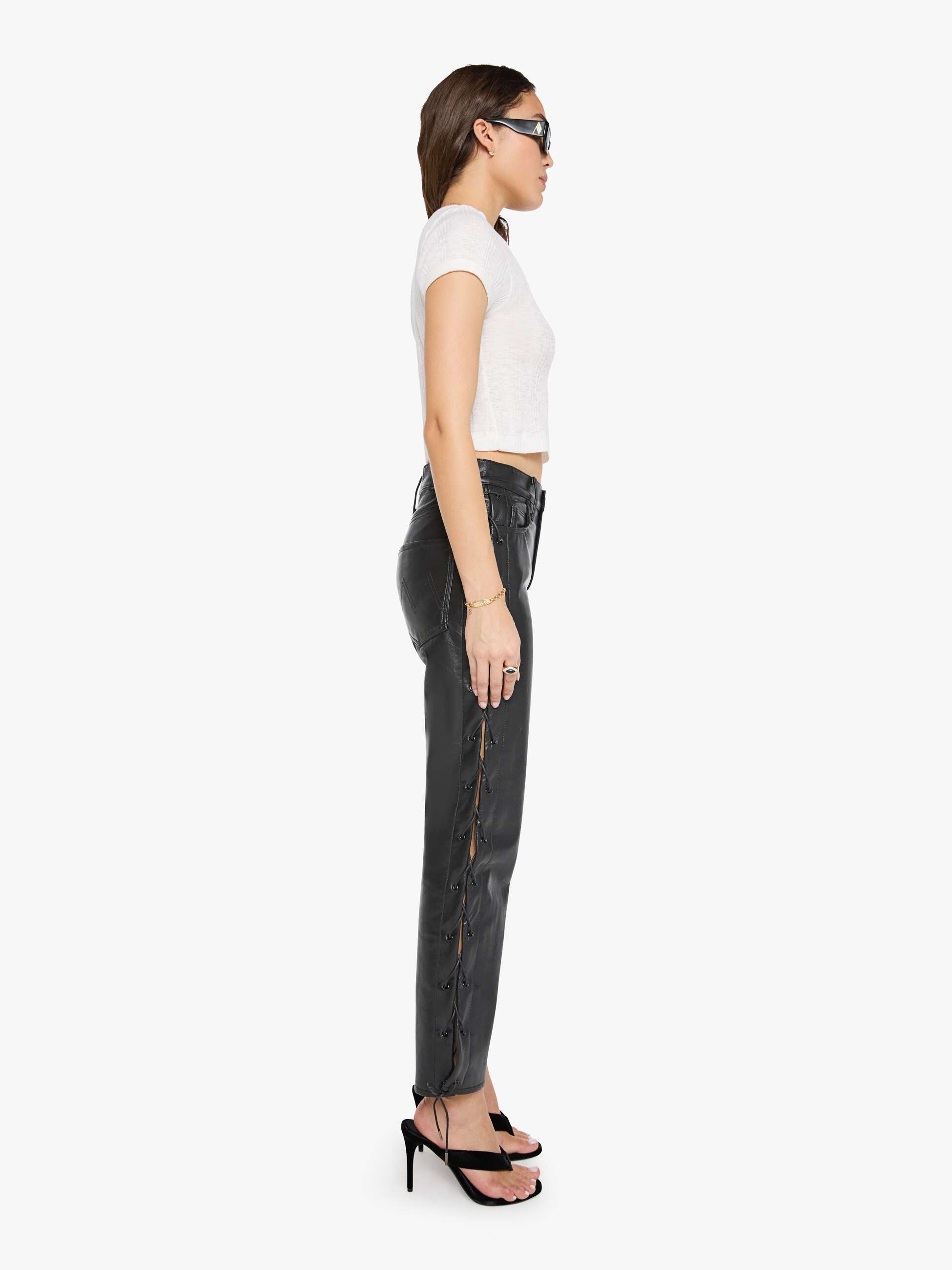 Mother Hiker Hover Lederhose schwarz High Waist