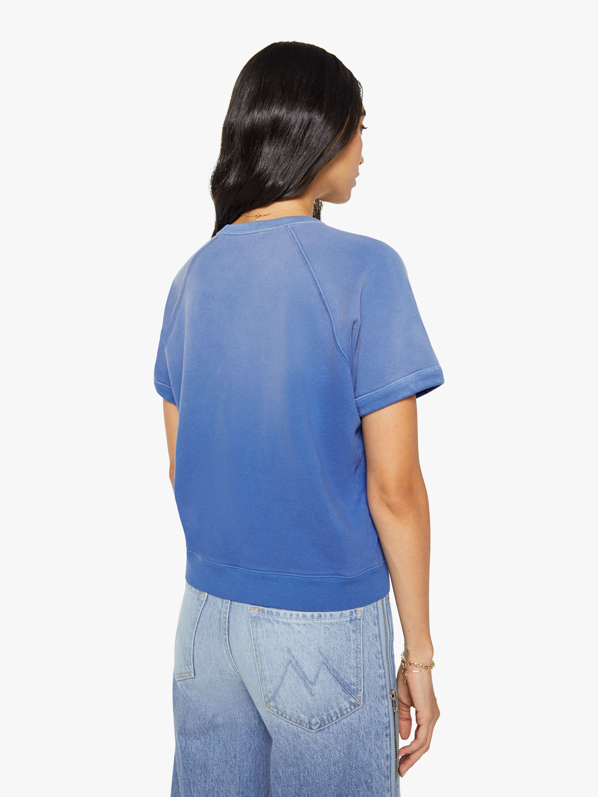 MOTHER Concert Sweatshirt Swirl Blau Kurzarm