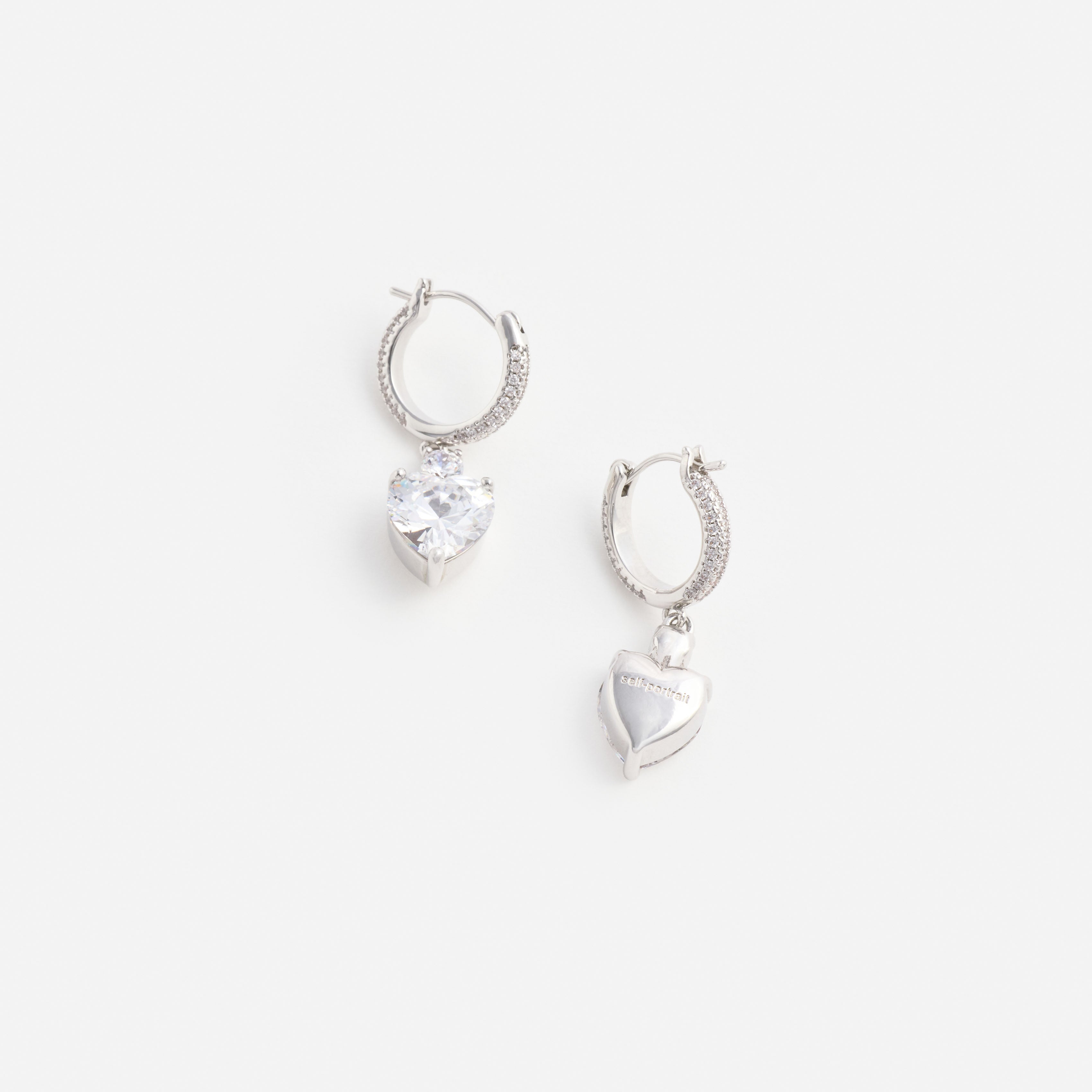 Self Portrait Crystal Heart Hoop Ohrringe Silber One Size