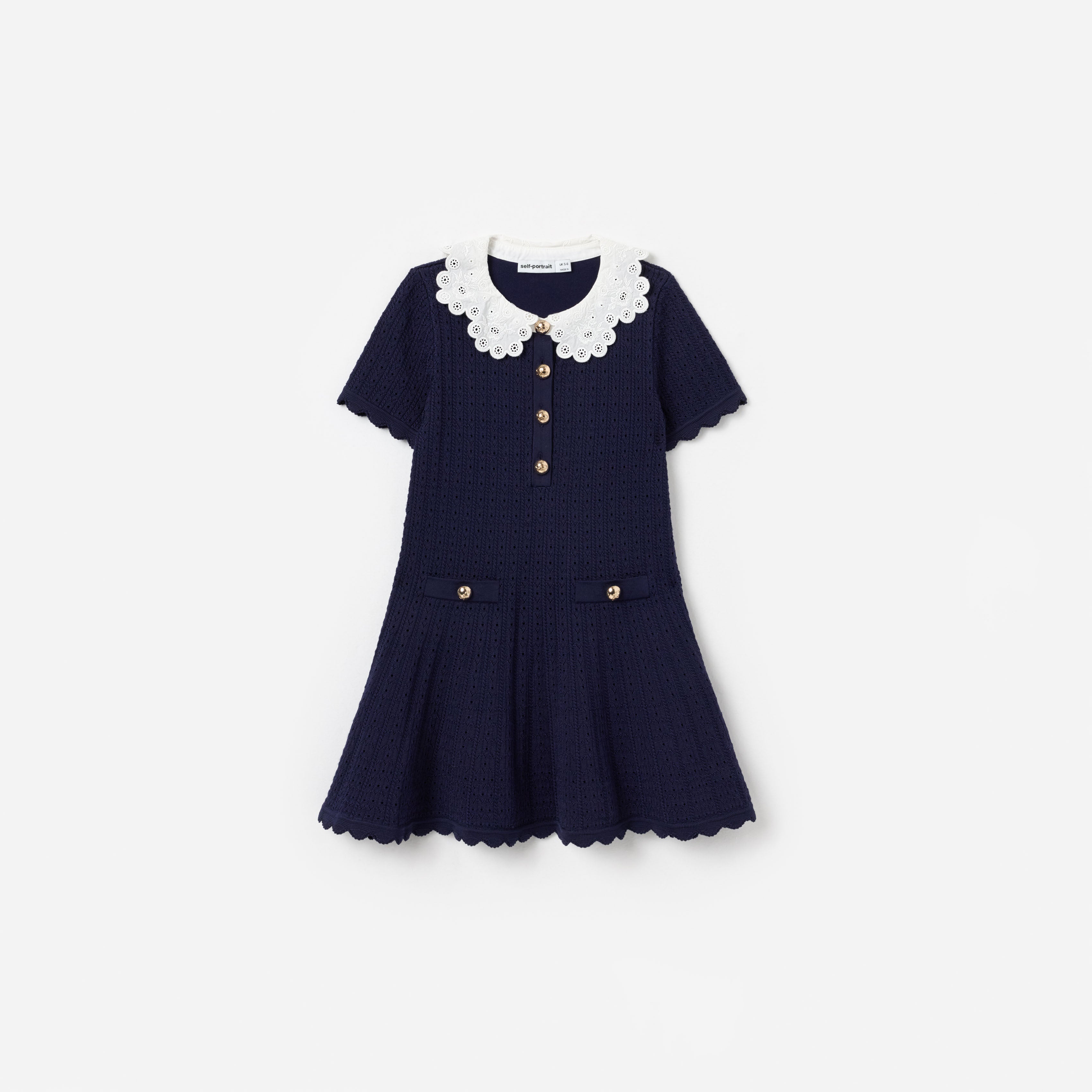 Self-Portrait Navy Contrast Collar Kinderkleid Navy Strick