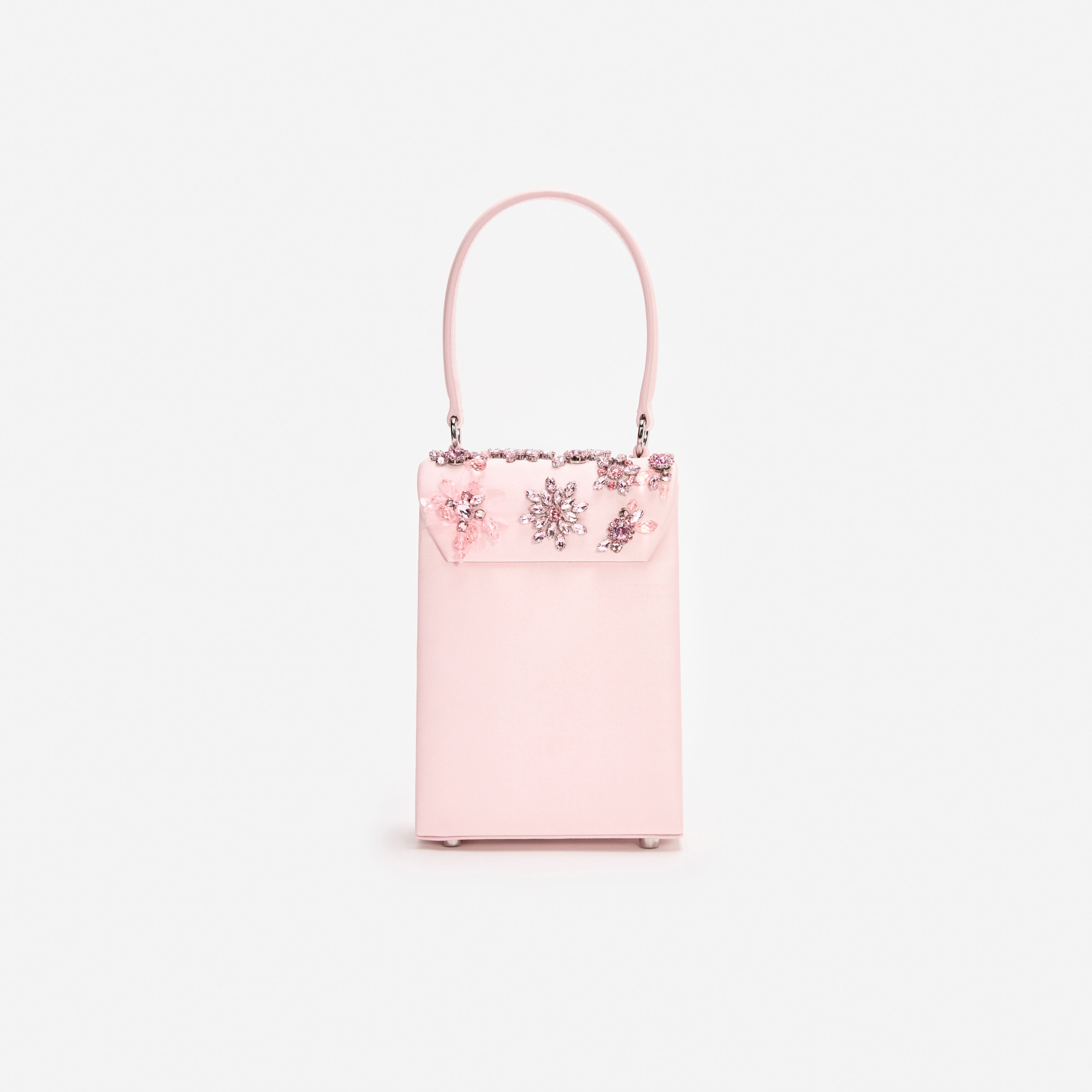 Self-Portrait Pink Satin Floral Crystal Mini Tasche Pink Satin