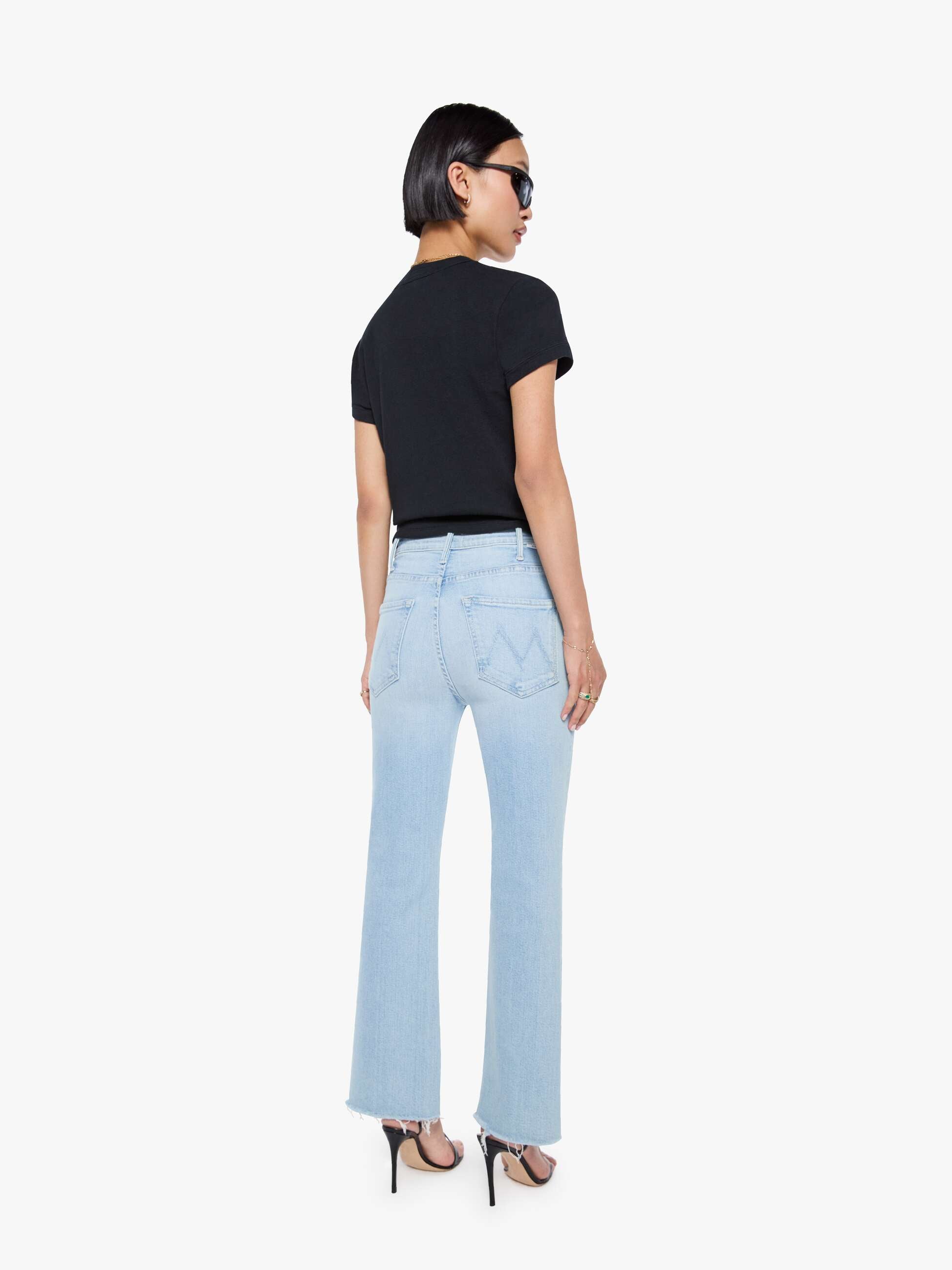 Mother Petites Lil Hustler Ankle Fray Jeans Hellblau kurz