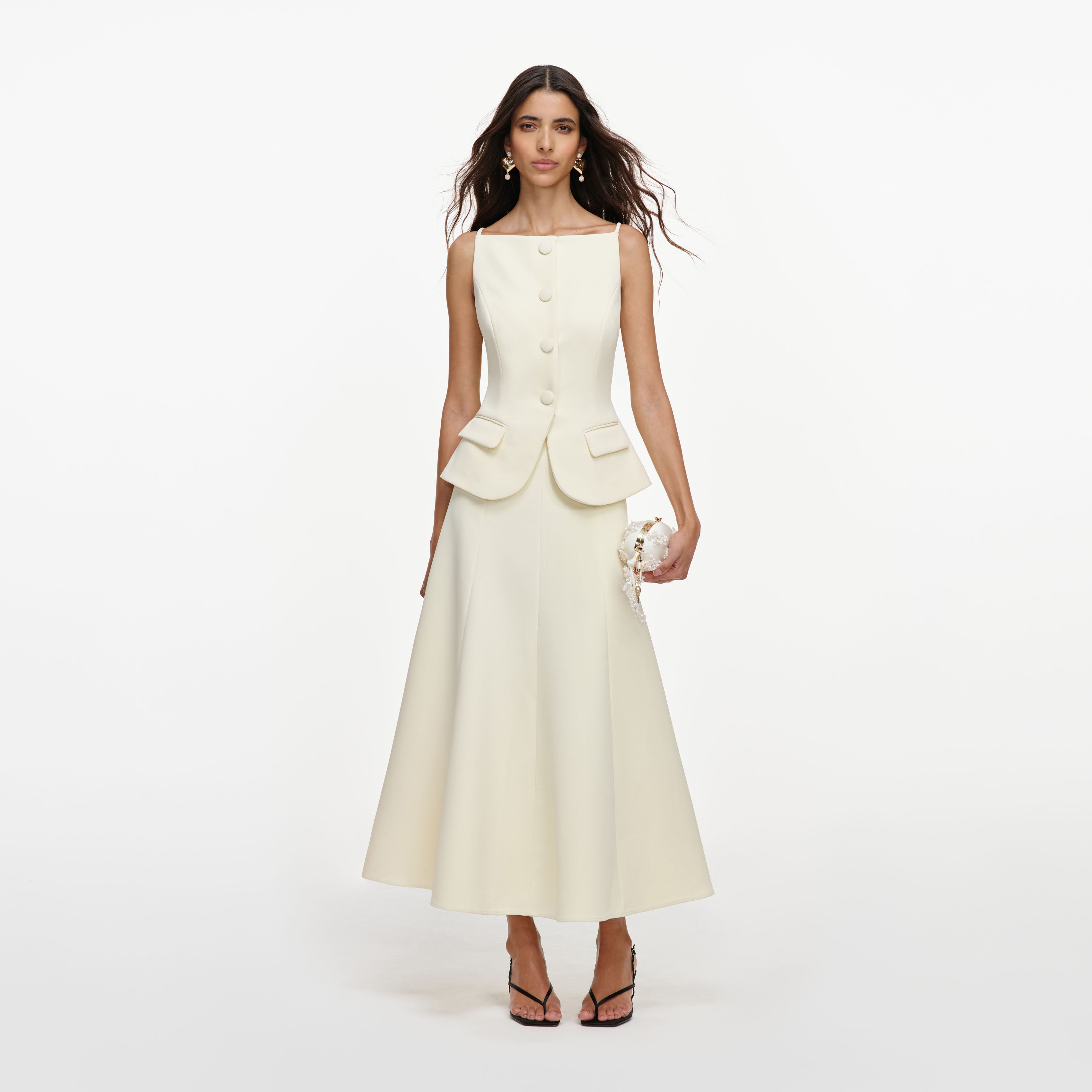 Self Portrait Yellow Crepe Peplum Midi Kleid UK 8