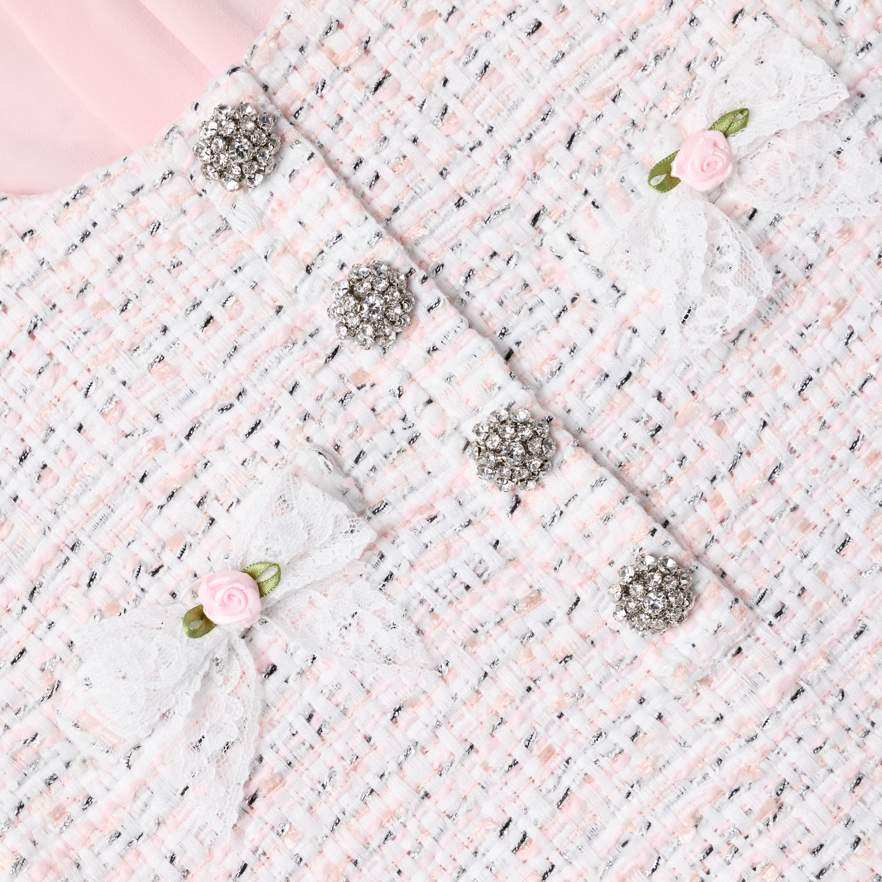 Self Portrait Pink Boucle Lace Bow Kleid Rosa Kinder