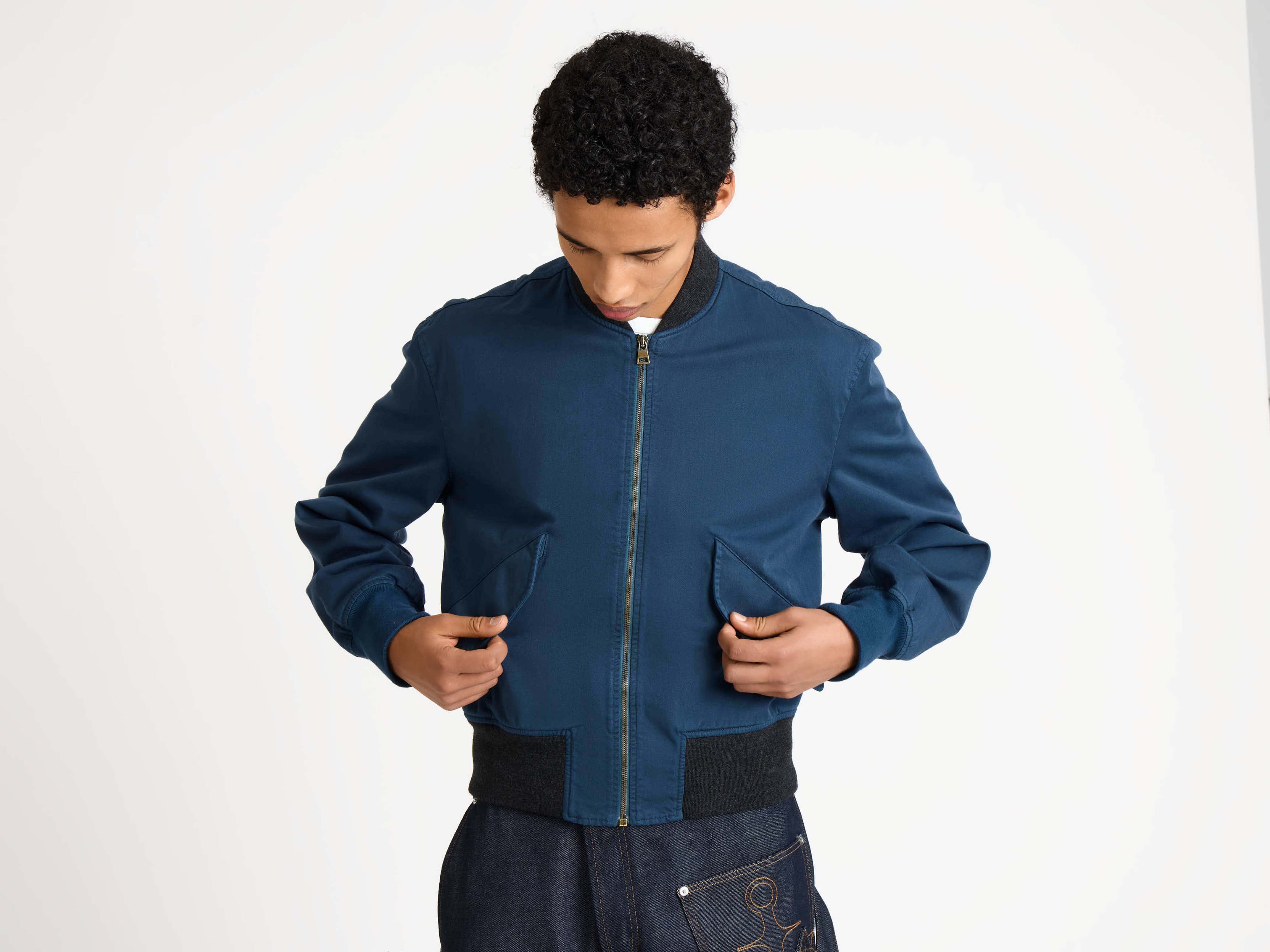 J.W.Anderson Bomber Jacket Bomberjacke washed navy Baumwolle