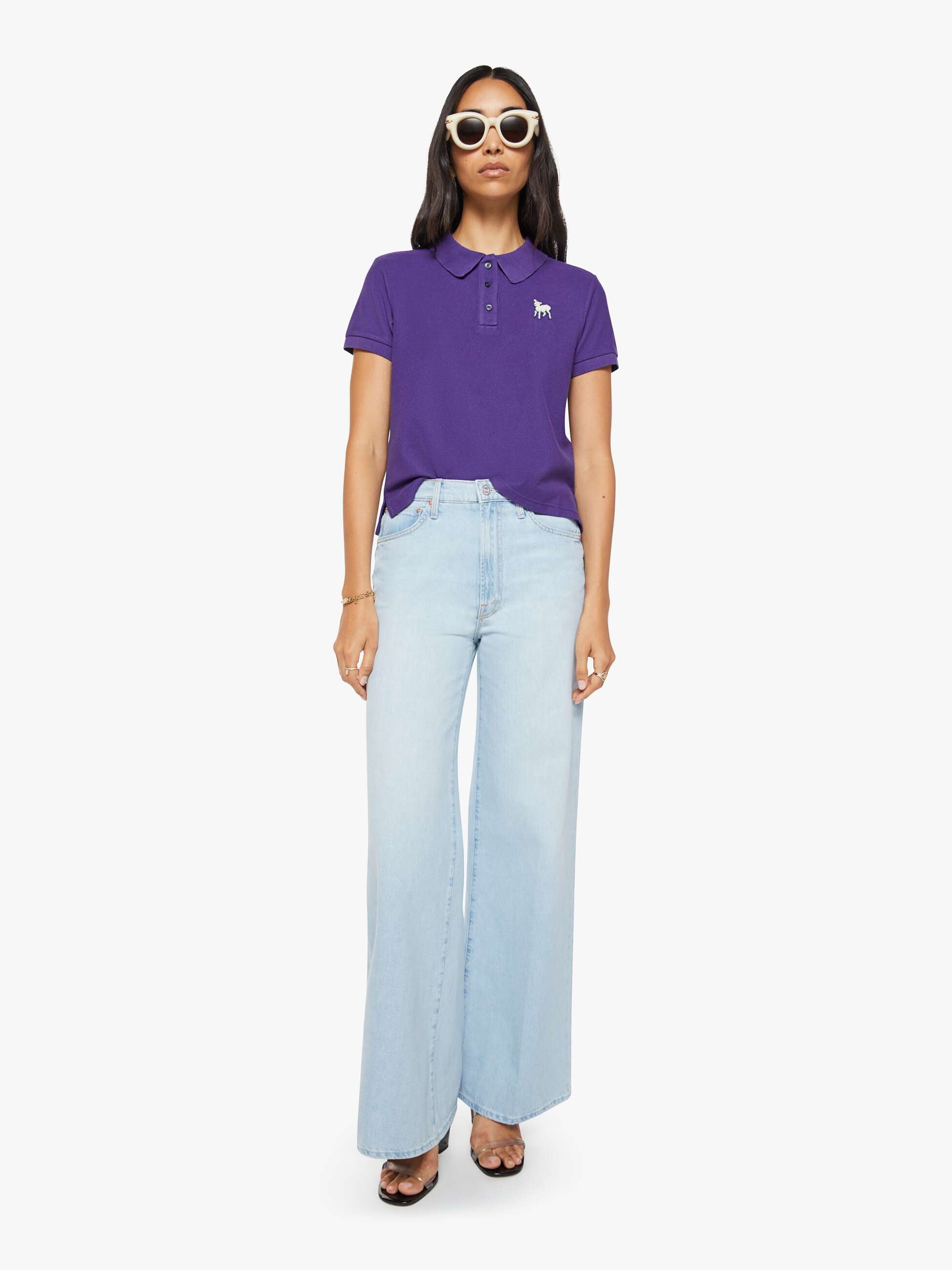 Mother Split S/S Match Polo Purple Reign Lila Baumwolle