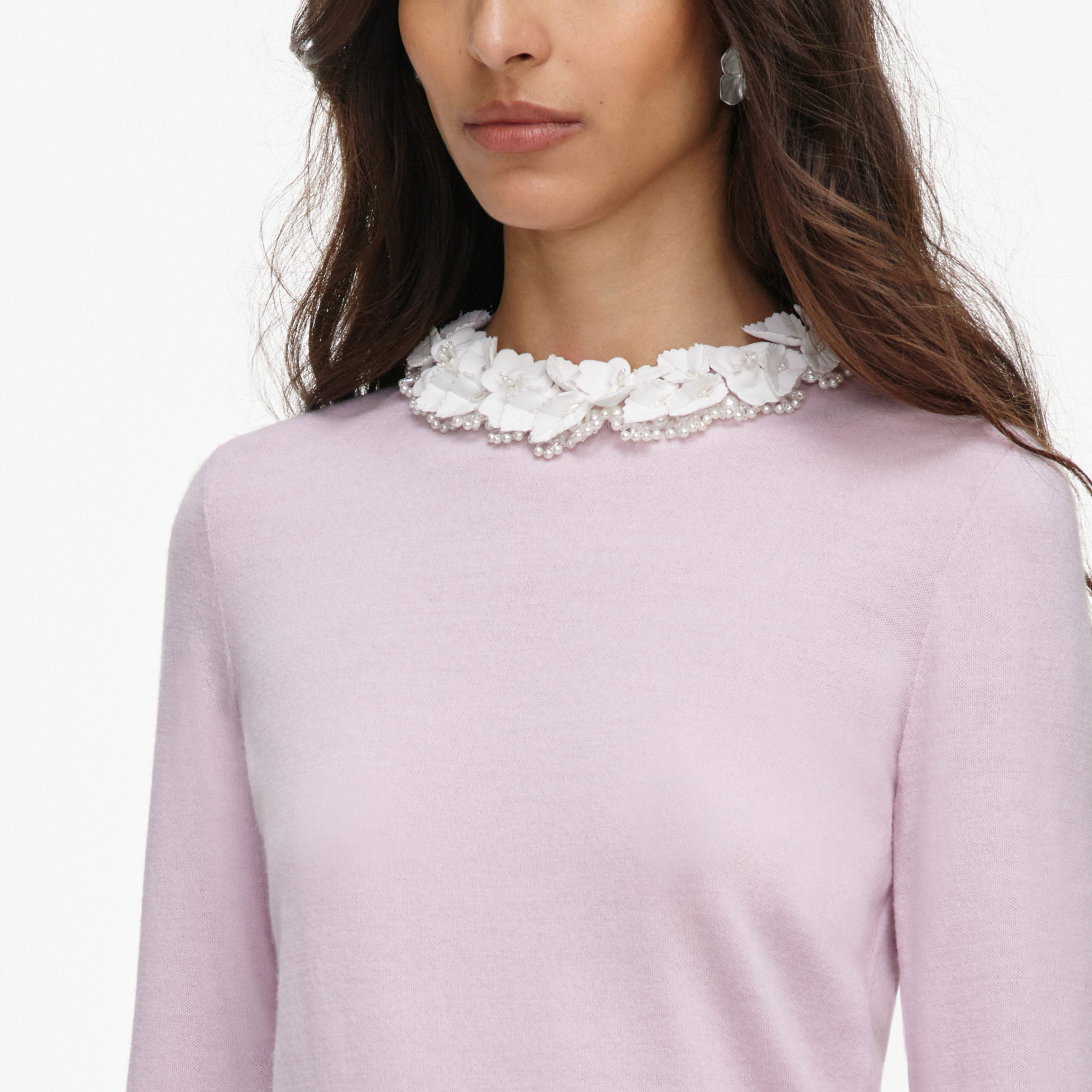 Self Portrait Knitwear Pink Flower Light Knit Jumper Strickpullover Rosa