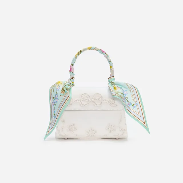 Self Portrait Mint Floral Mini Bag Leinen Creme One Size