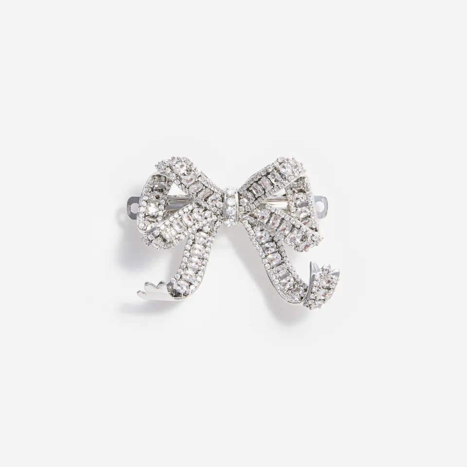 Self Portrait Crystal Bow Haarspange Silber Schleife