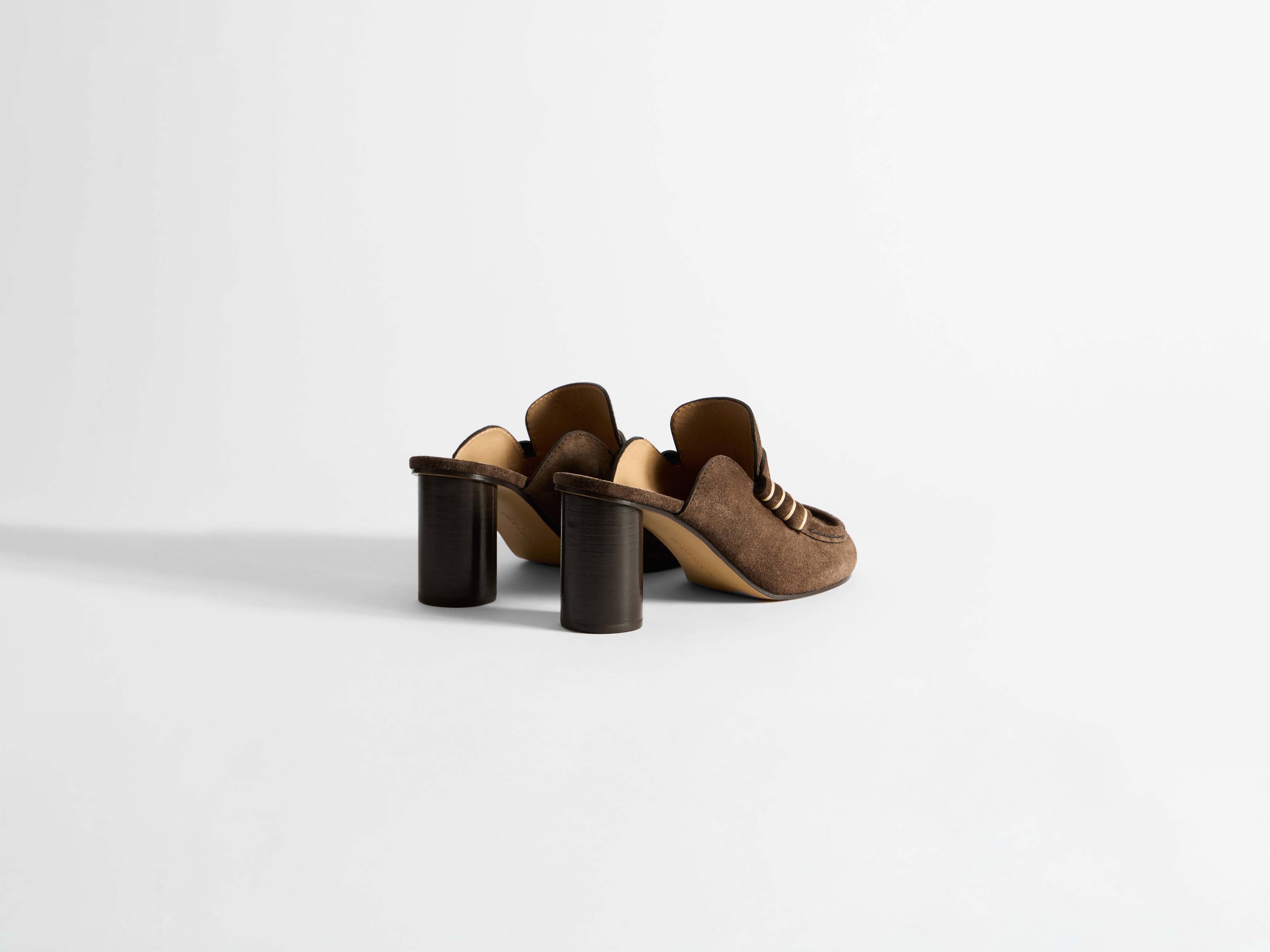 J.W.Anderson Heeled Loafer Mule Damenschuhe Braun Wildleder