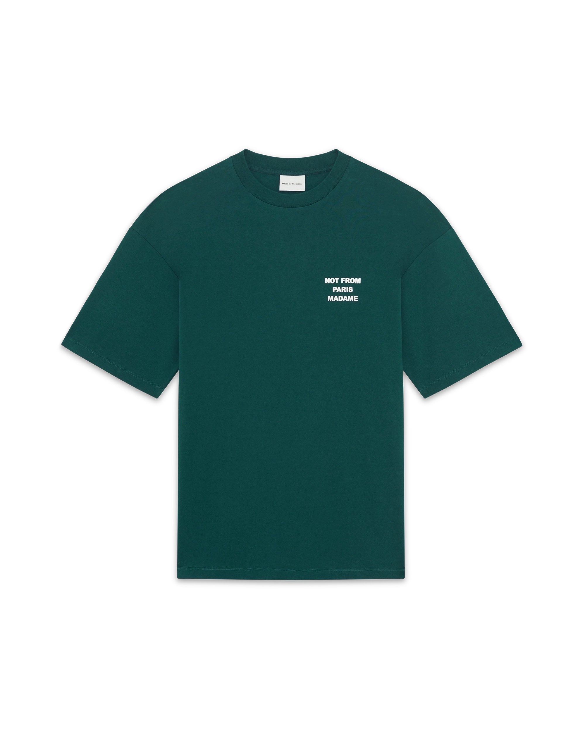 Drôle De Monsieur Le T-Shirt Slogan T-Shirt Dunkelgrün Baumwolle