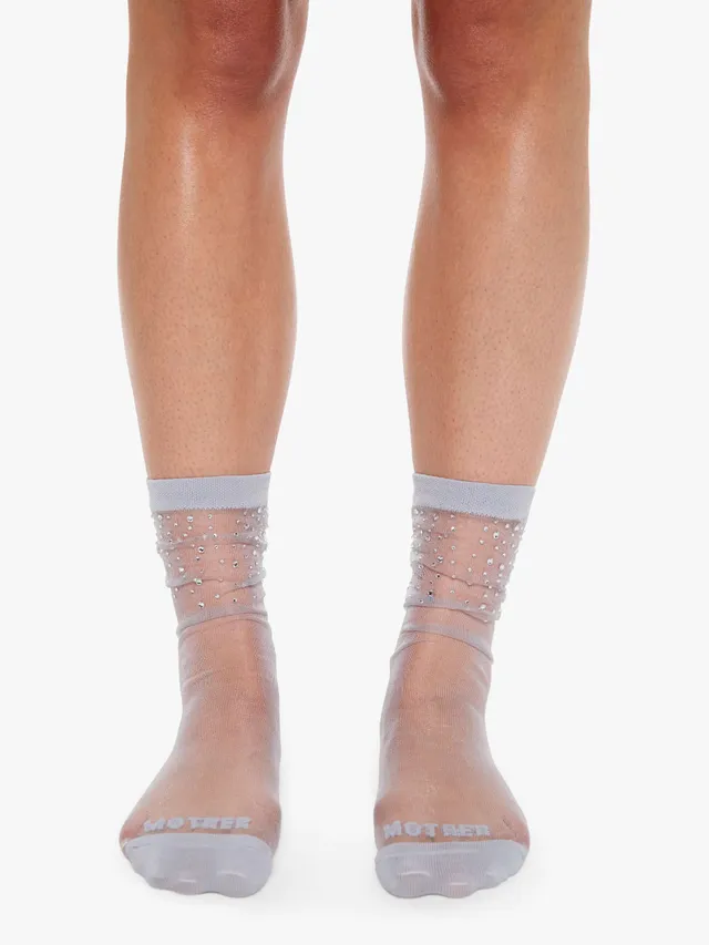 Mother The Half-Step Socken Sparks Grau mit Strass