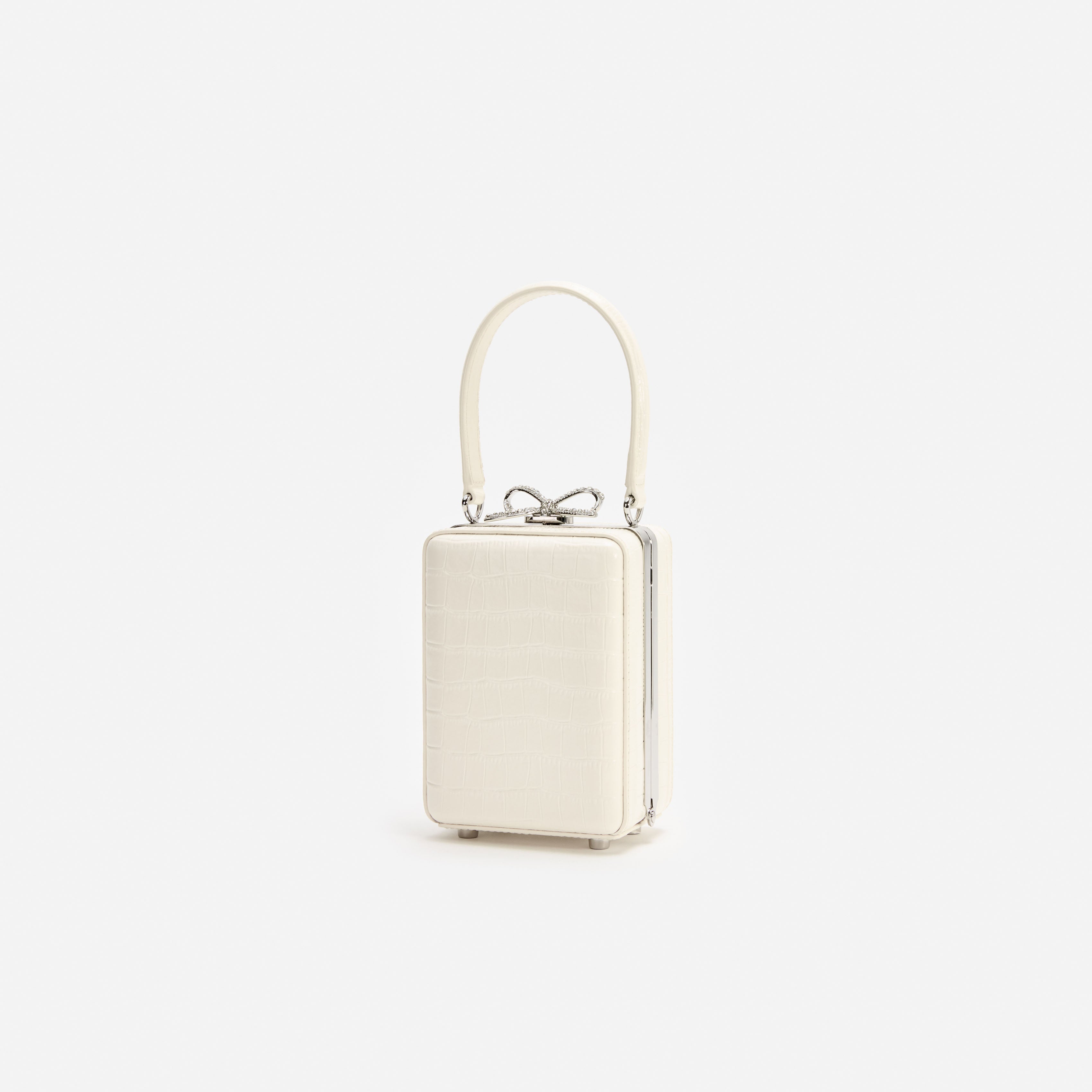 Self Portrait Cream Croc Micro Bag Handtasche Creme Leder