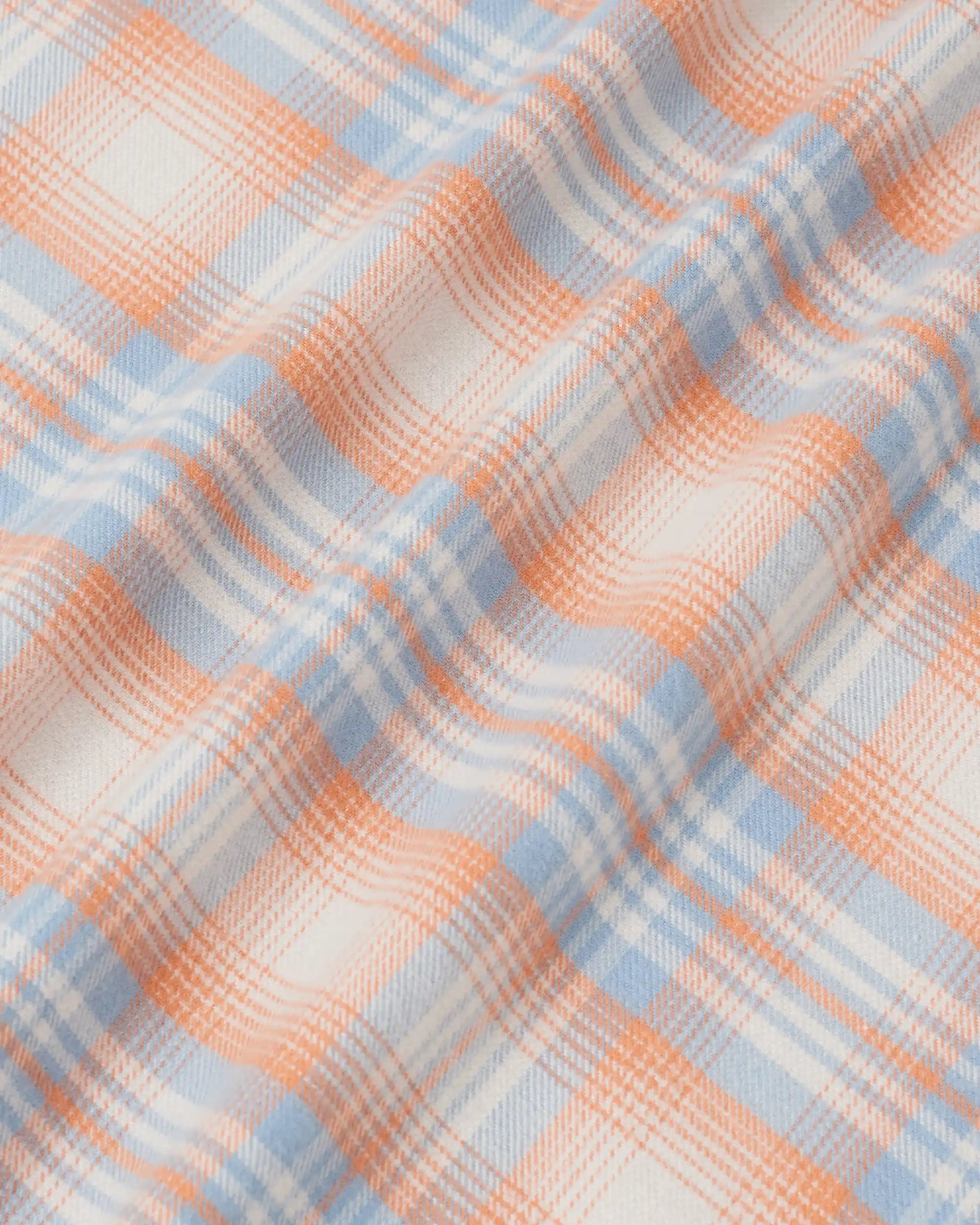 Drôle de Monsieur Boxy Flanellhemd Orange Karo Baumwolle