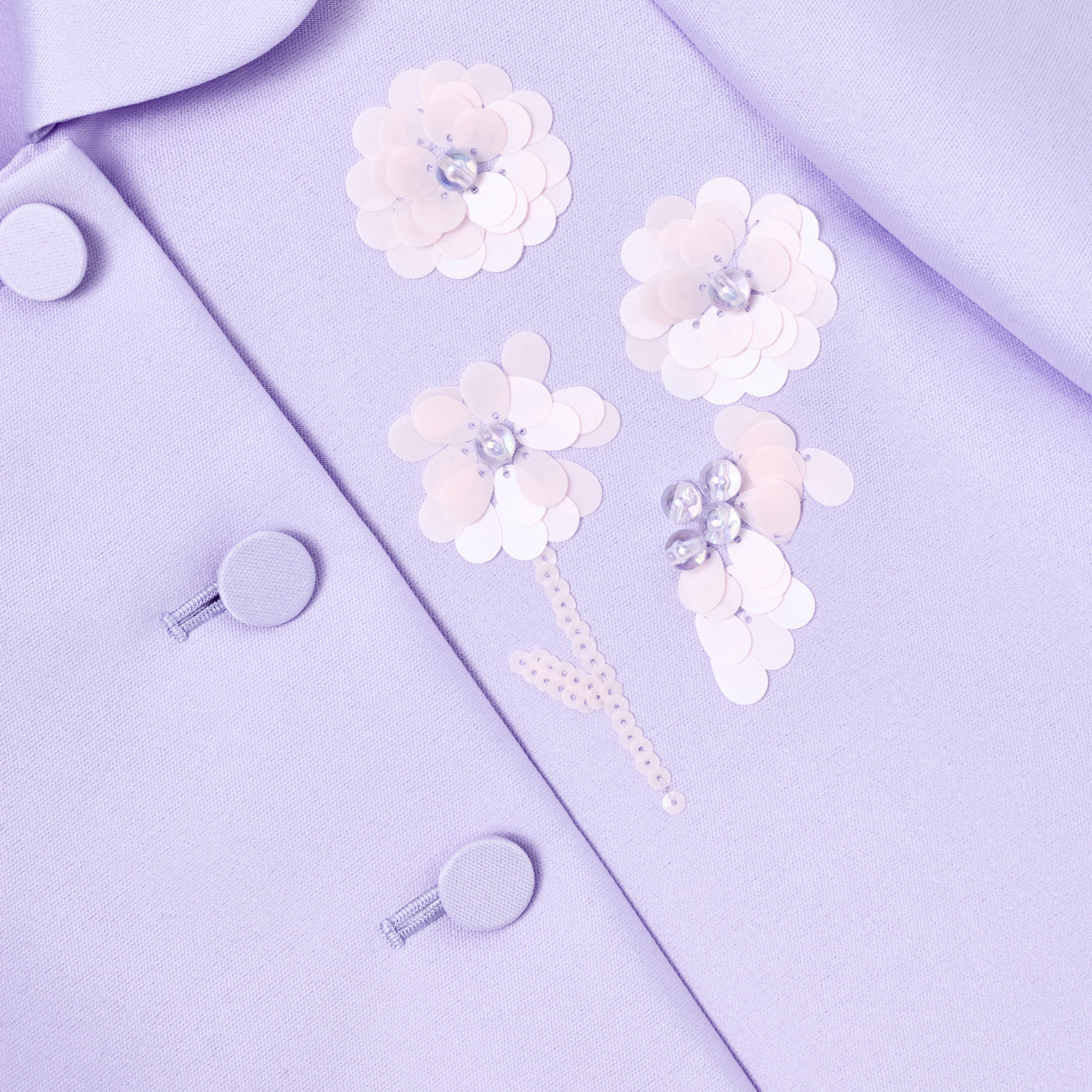 Self Portrait Lilac Taffeta Sequin Embellished Jacke Lila