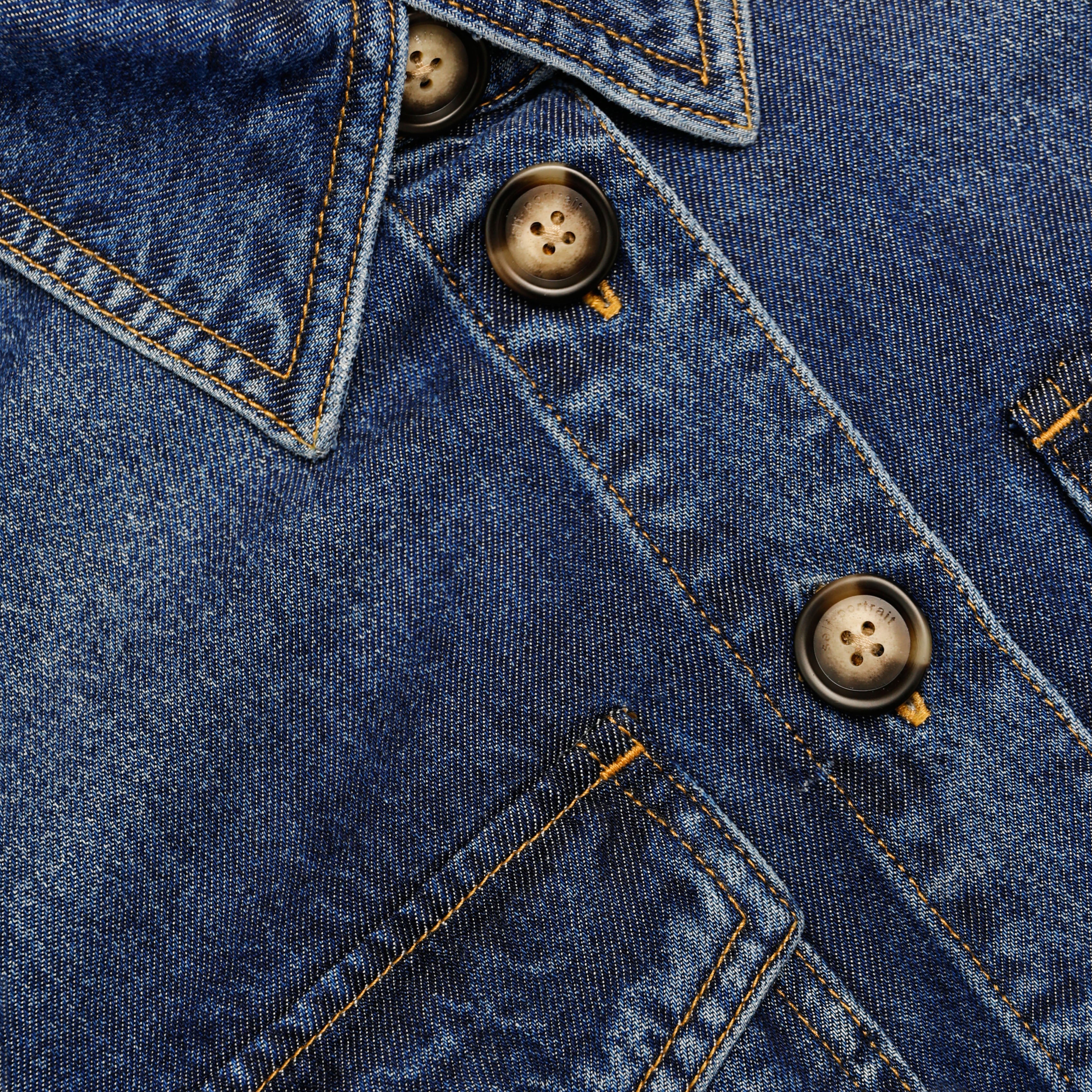 Self-Portrait Denim Relaxed Fit Jumpsuit Denim-Overall Blau