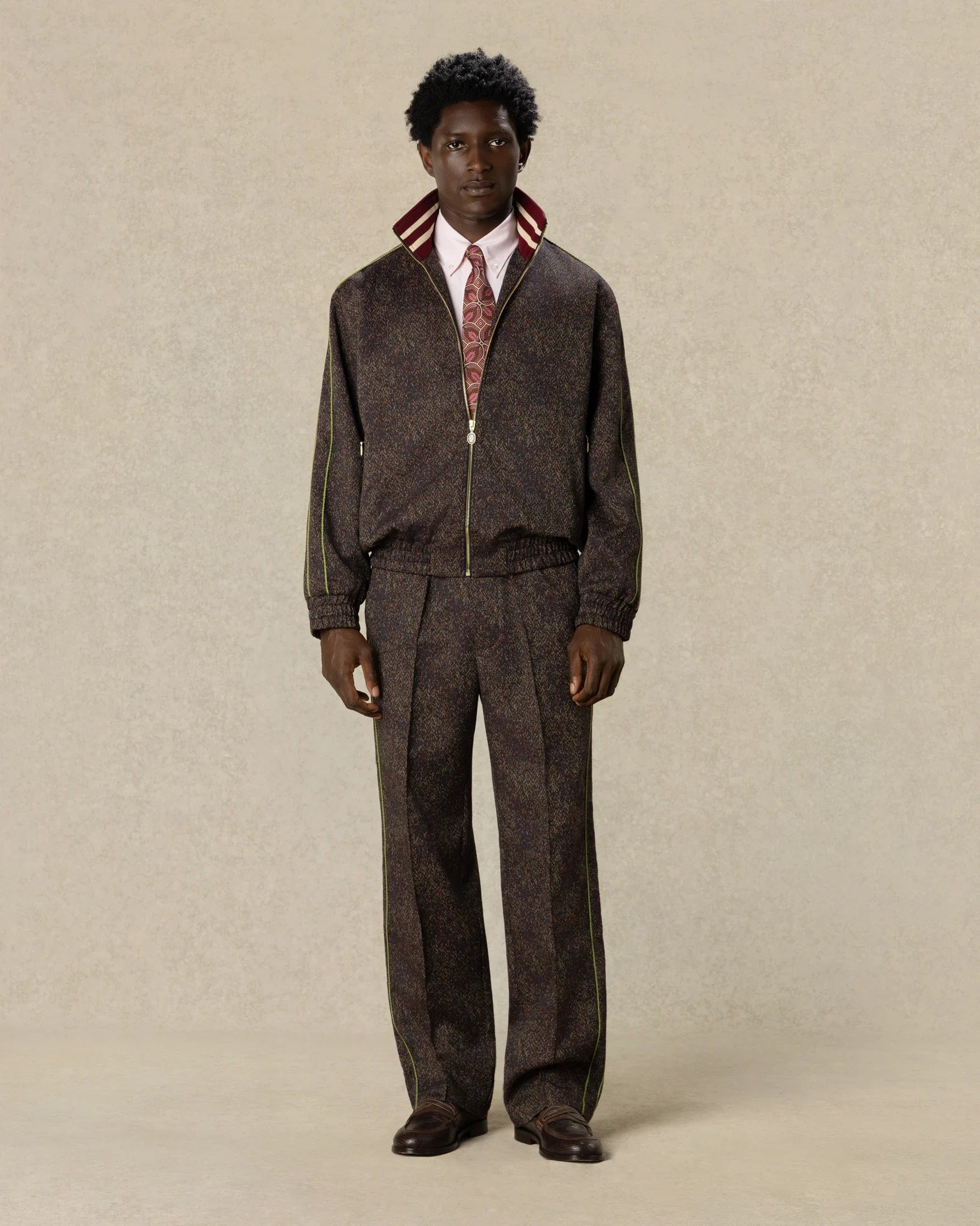Drôle De Monsieur Tweed Trackjacket Wollmix Burgunderrot