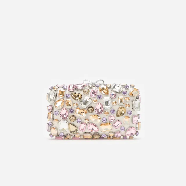 Self Portrait Multi Crystal Clutch Tasche Strass Satin