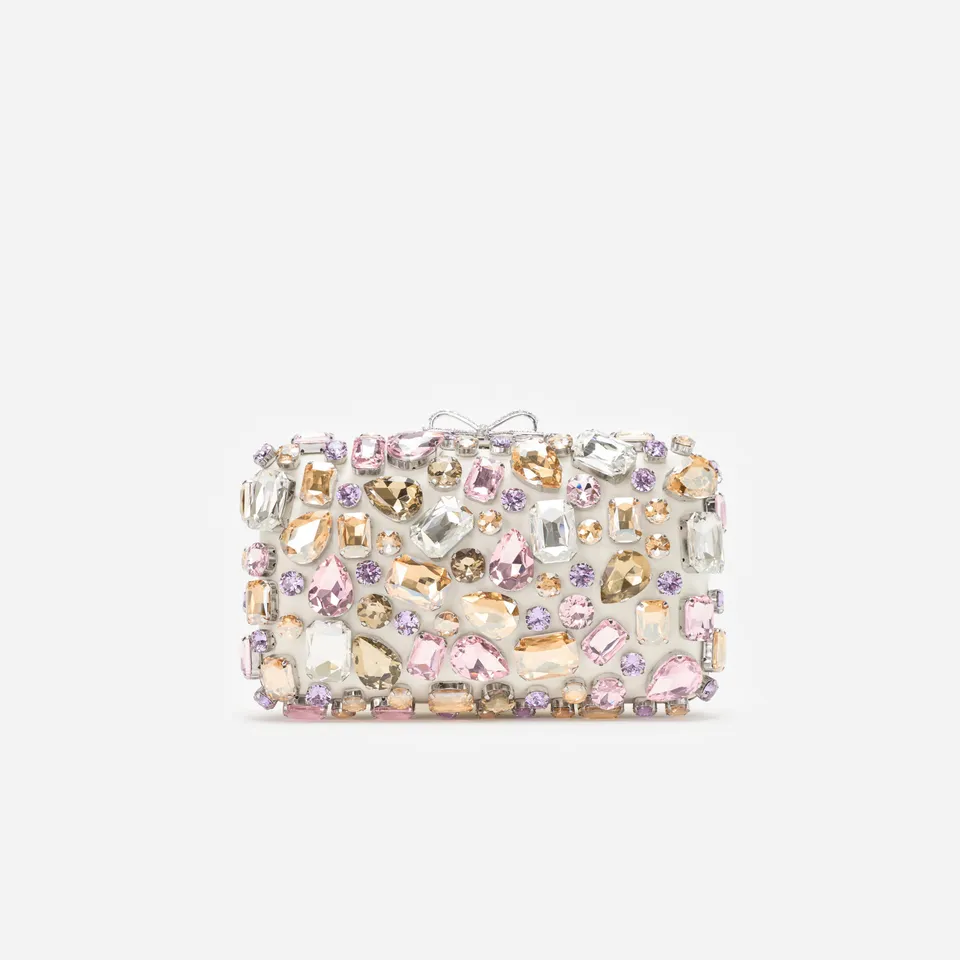Self Portrait Multi Crystal Clutch Tasche Strass Satin