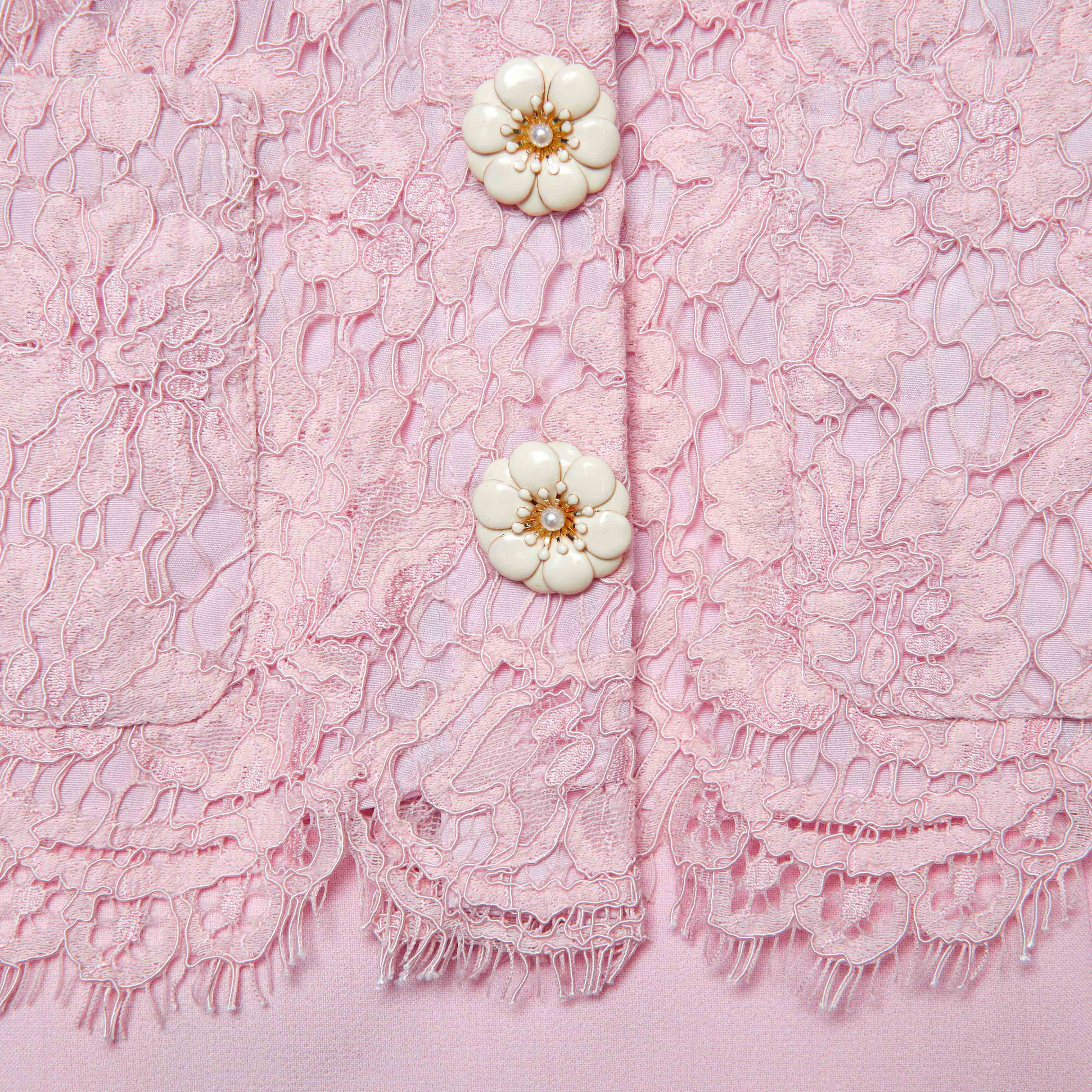 Self Portrait Pink Tailored Lace Midi Kleid Rosa Gürtel