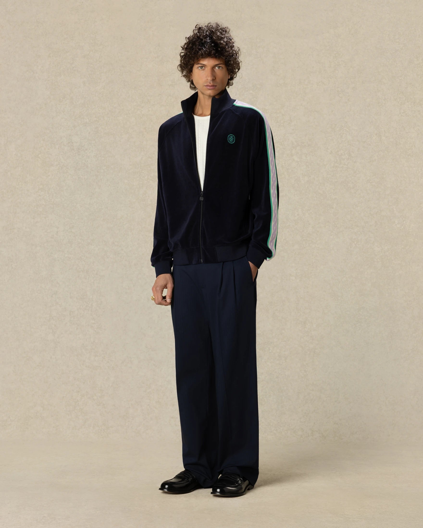 Drôle De Monsieur Velvet Tracksuit Jacket Trainingsjacke Navy