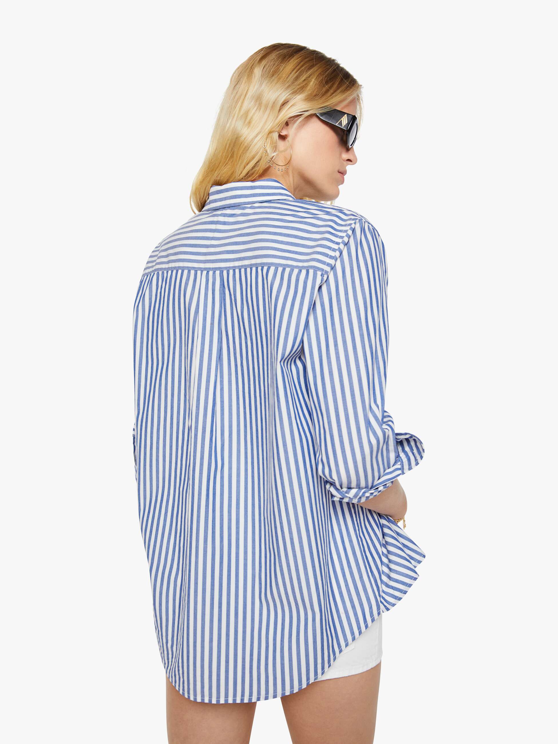 Mother The Bestie Hemd White Blue Stripe Baumwolle