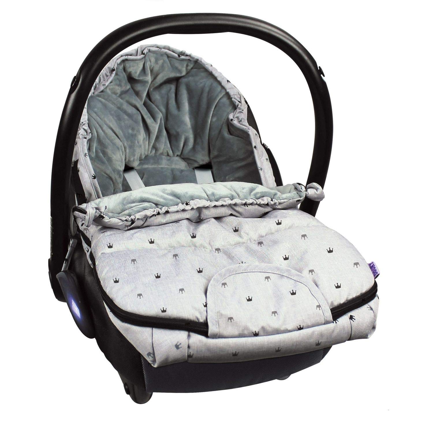 Dooky Fußsack Small 70x40 cm 0-9 M. Light Grey Crowns