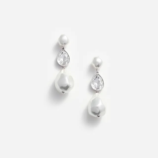 Self Portrait Pearl Crystal Droplet Ohrringe Silber