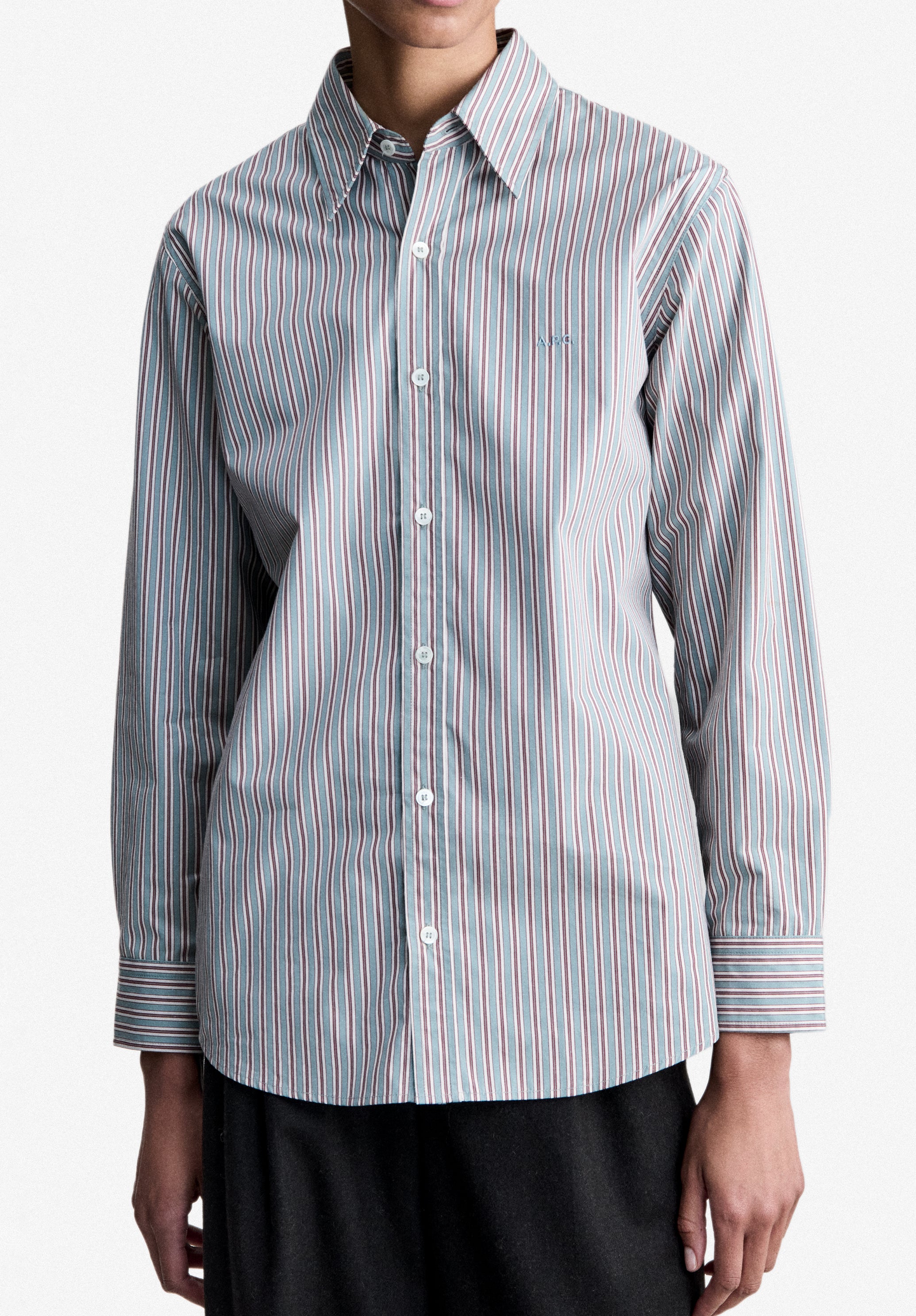 A.P.C. Blaues gestreiftes Hemd Popelinehemd gestreift