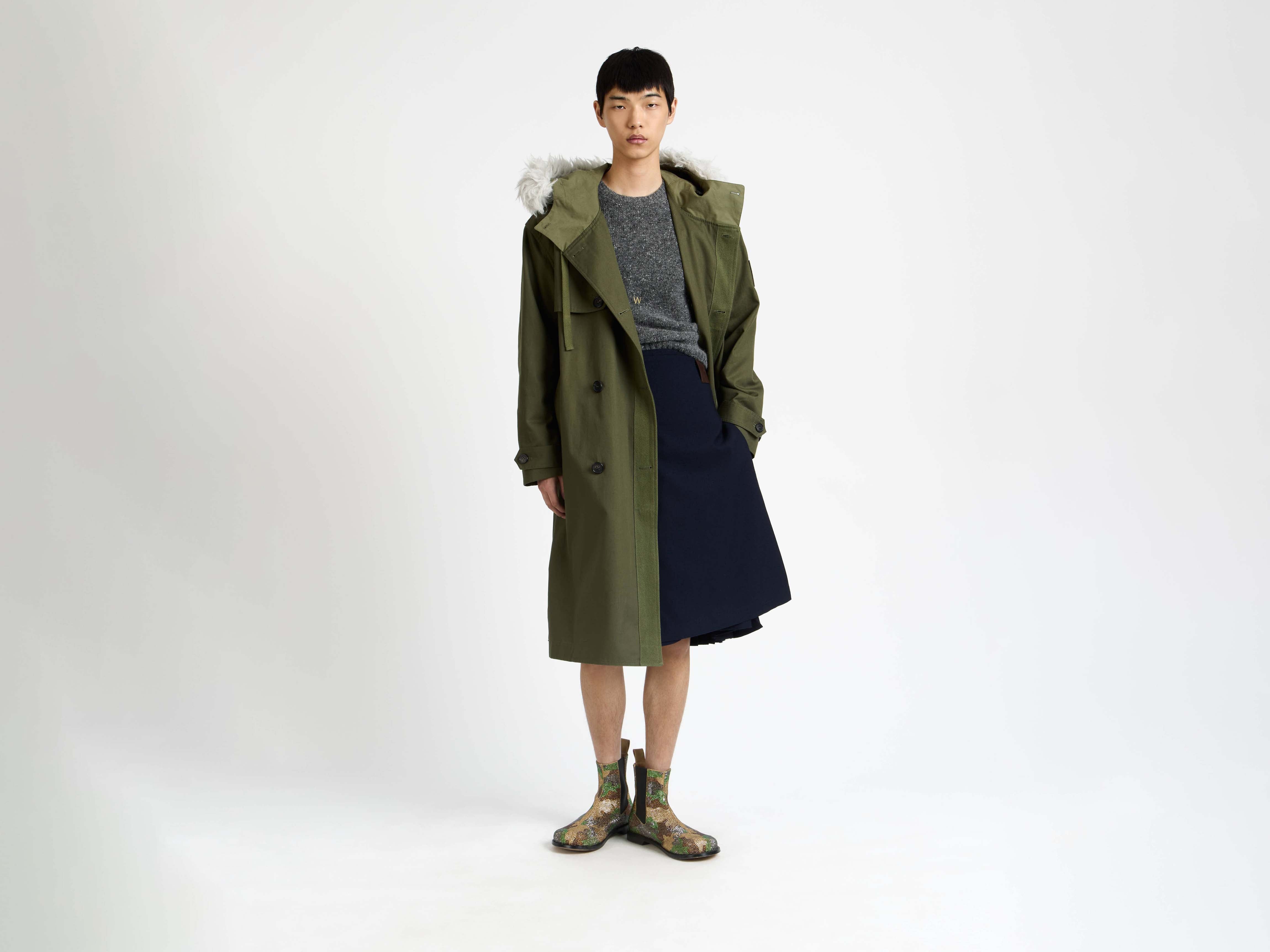 J.W.Anderson Double Breasted Parka Mantel Hunter Green Wolle