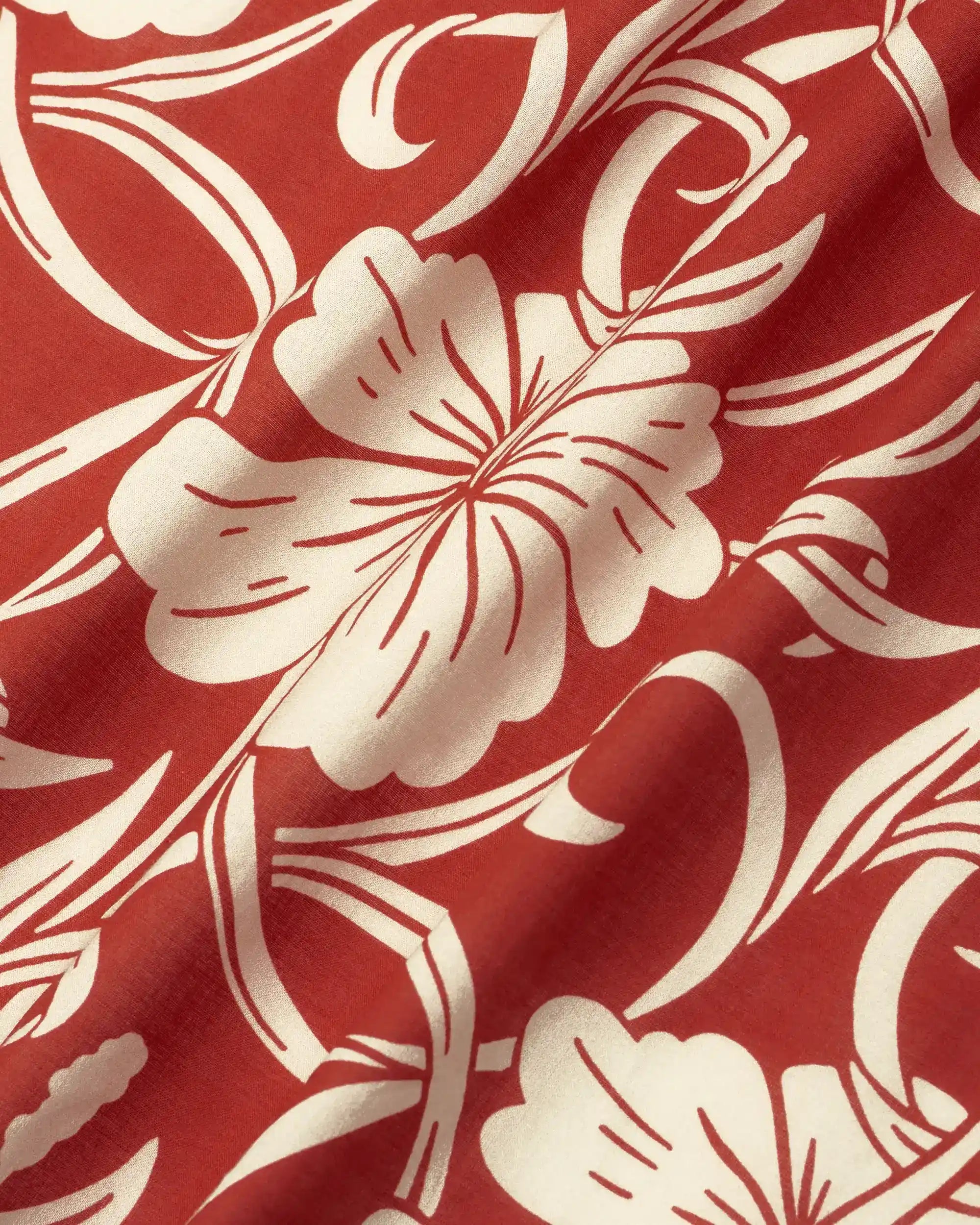 Drôle De Monsieur Chemise Hibiscus Monogramme Hemd Rot Kurzarm